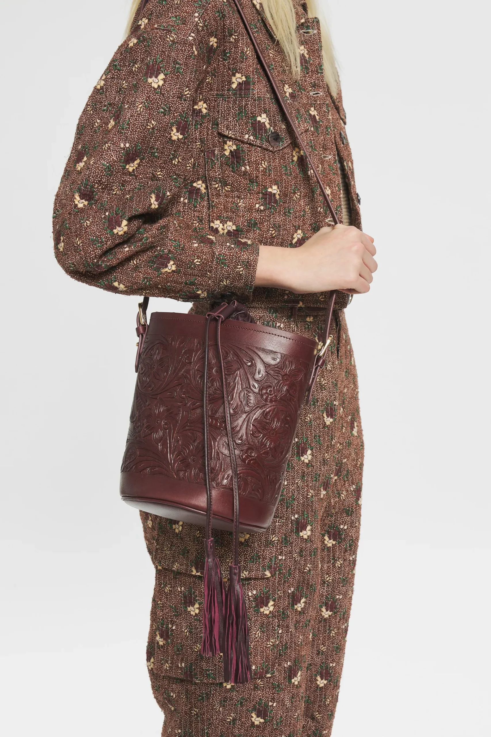 ANTIK BATIK Bucket bag Saigon Burgundy Hot