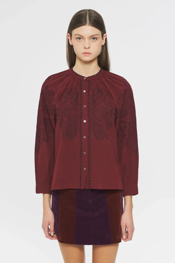 ANTIK BATIK Eglantine Embroide blouse Red Sale