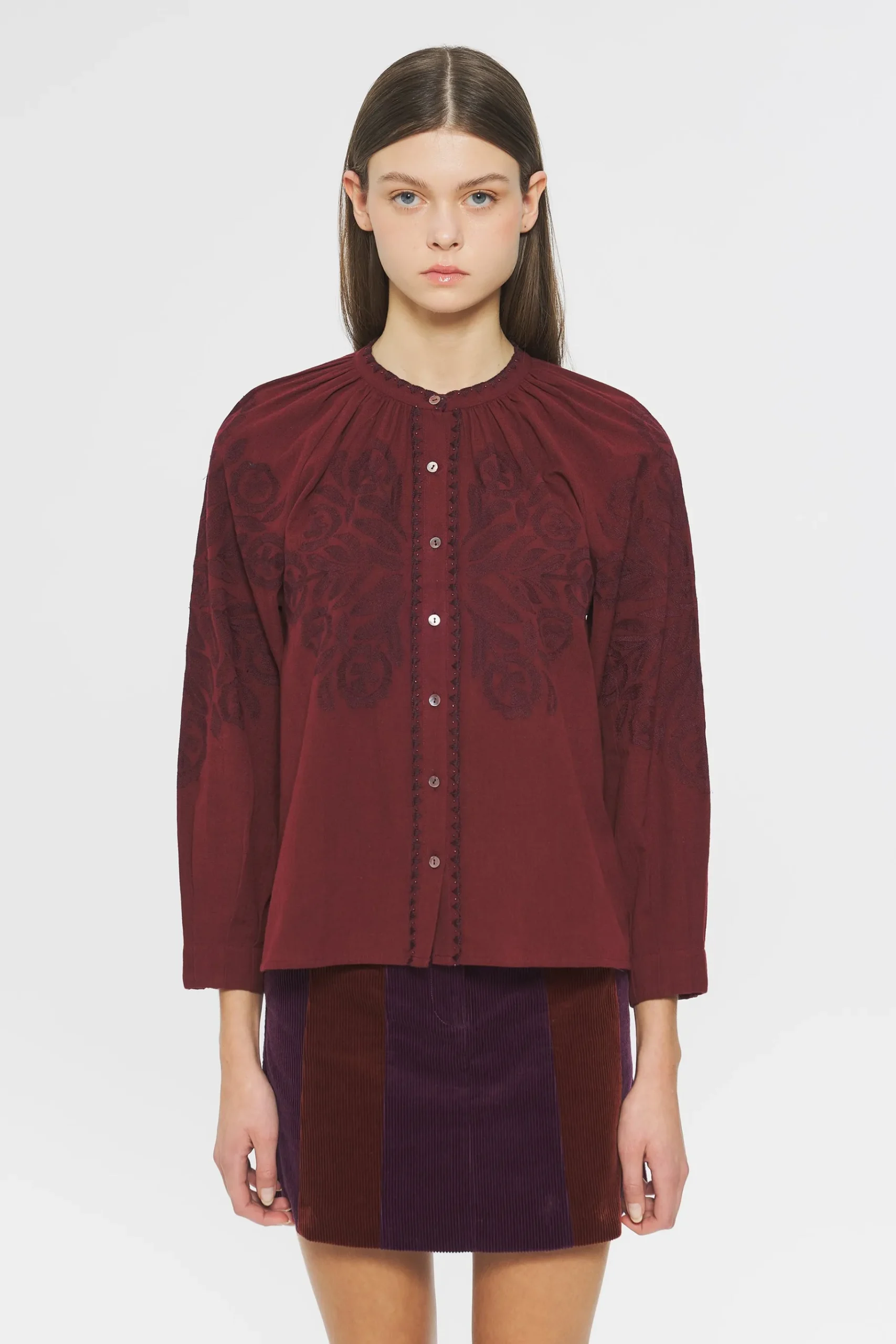 ANTIK BATIK Eglantine Embroide blouse Red Sale
