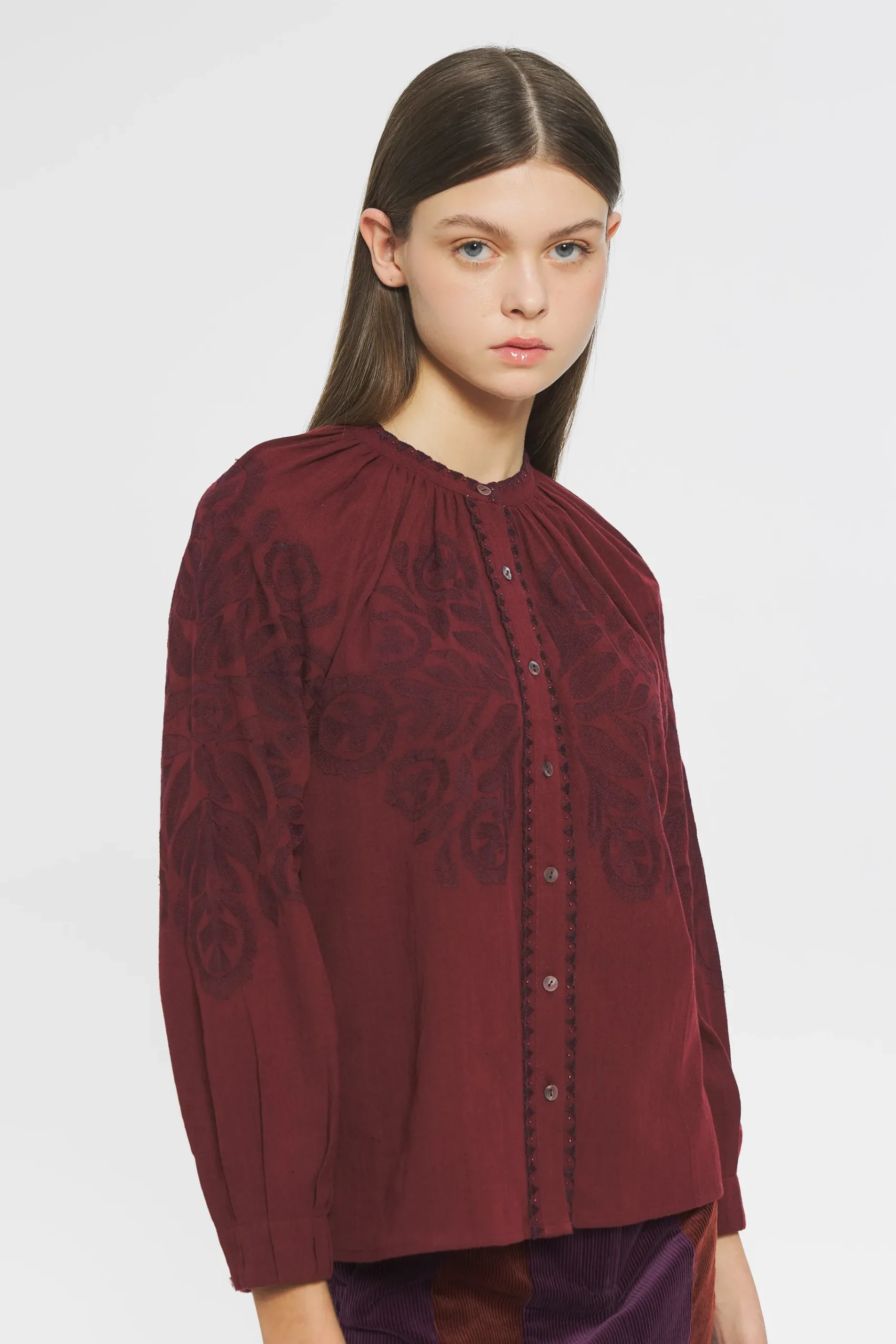 ANTIK BATIK Eglantine Embroide blouse Red Sale