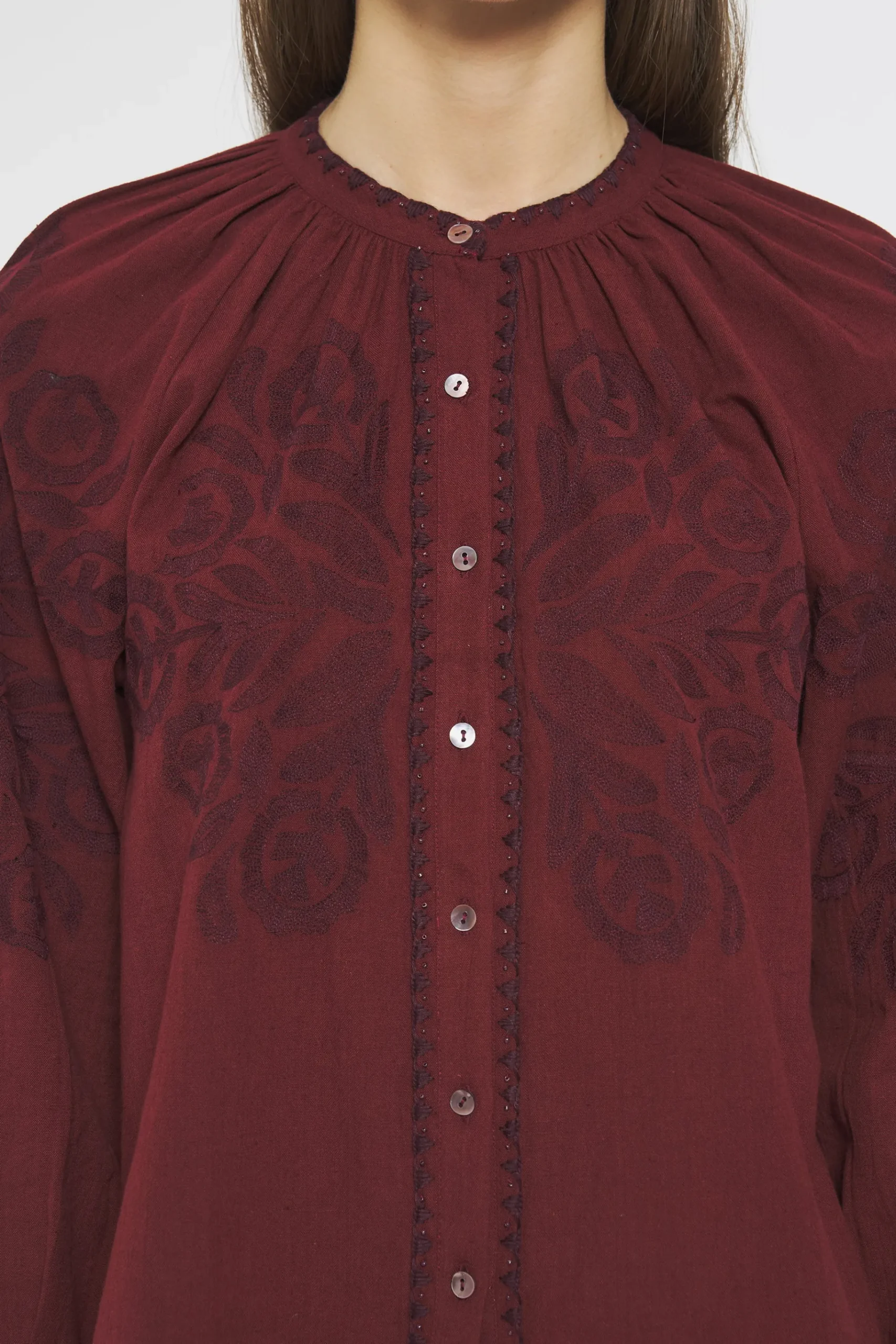 ANTIK BATIK Eglantine Embroide blouse Red Sale