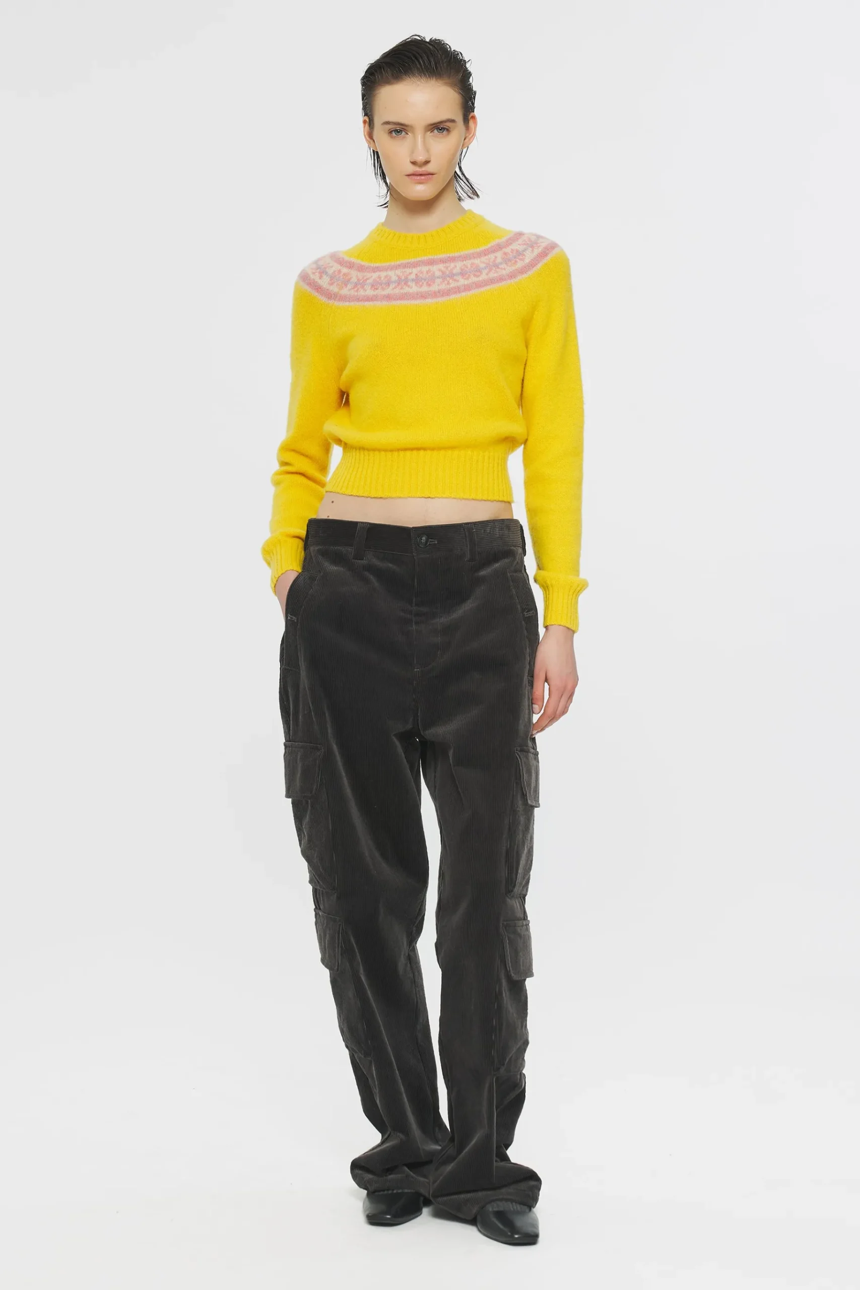 ANTIK BATIK Ewan Shetland jumper Yellow Clearance