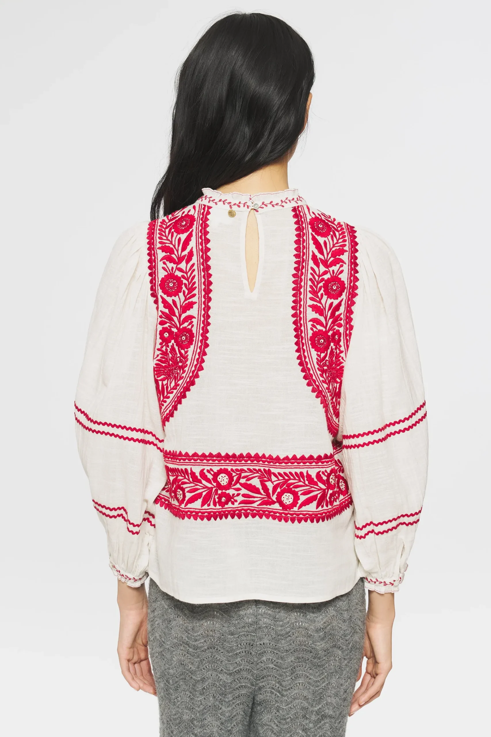 ANTIK BATIK Hugarian Embroidered blouse Cream Discount