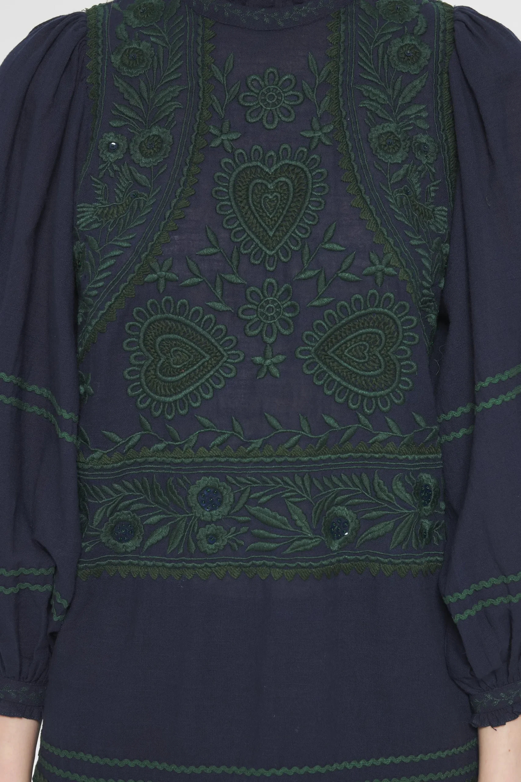 ANTIK BATIK Hugarian Embroidered mini dress Blue Flash Sale