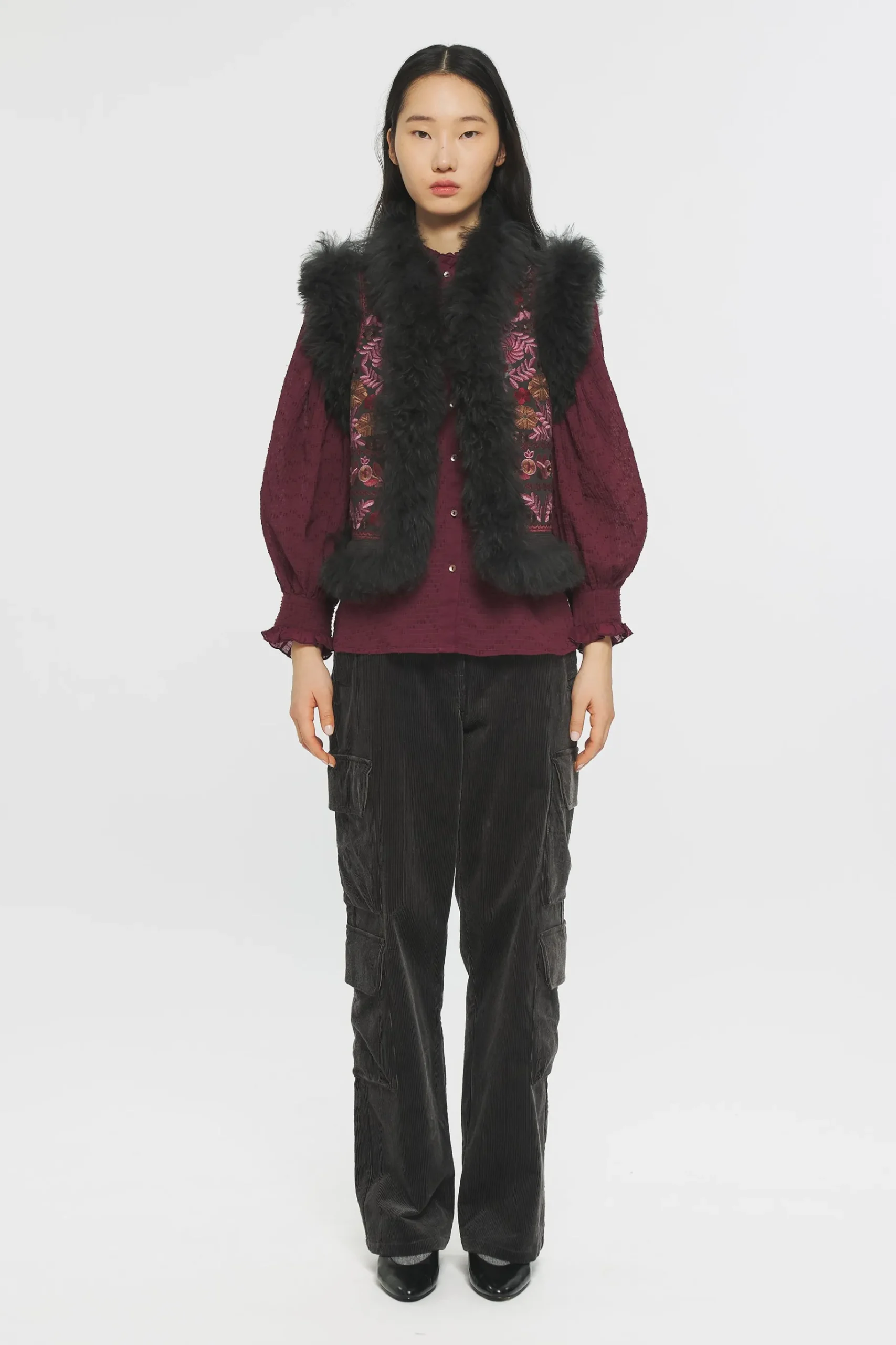 ANTIK BATIK Huguet Embroidered gilet Grey Store