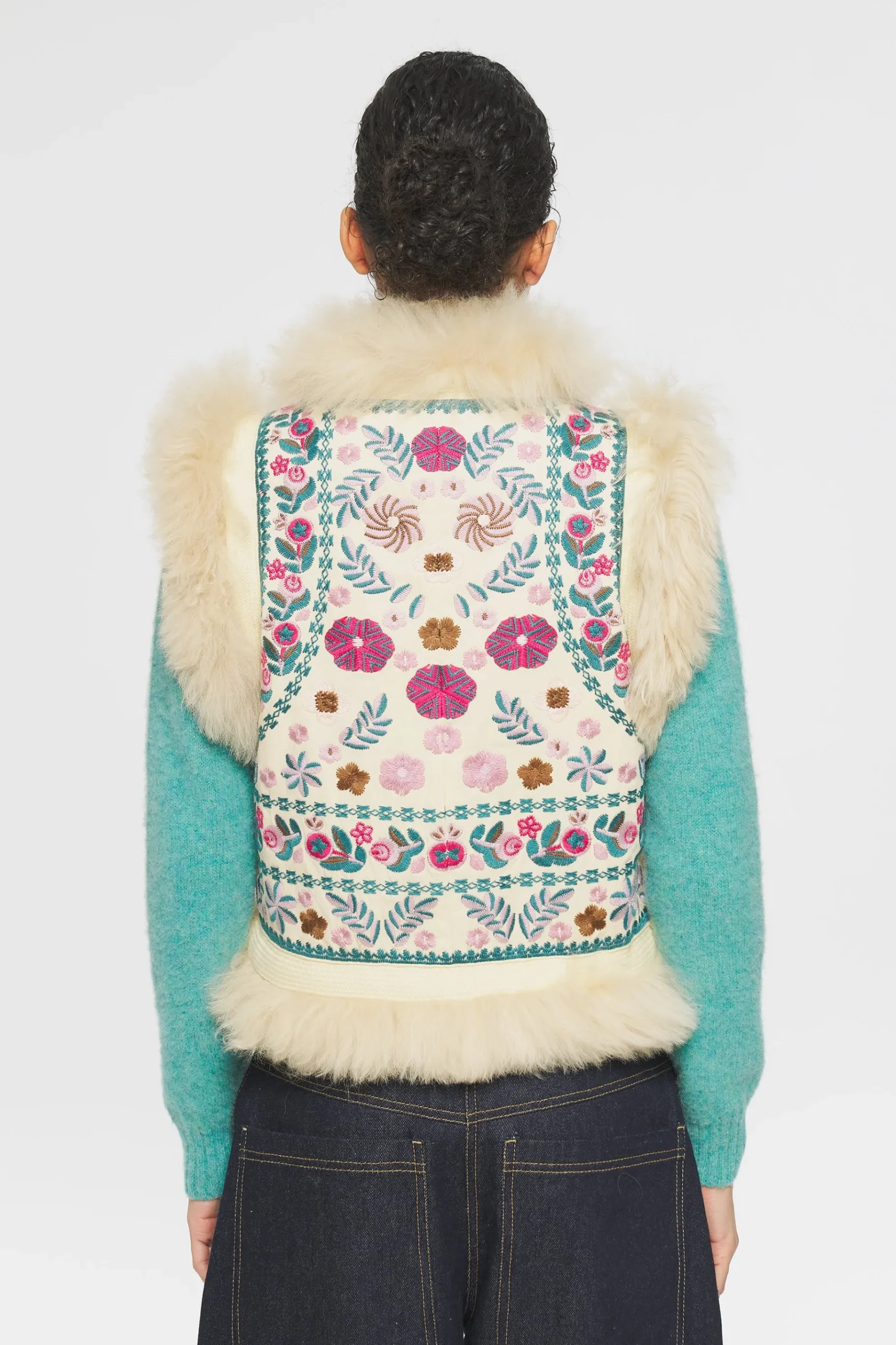 ANTIK BATIK Huguet Embroidered gilet Cream Outlet