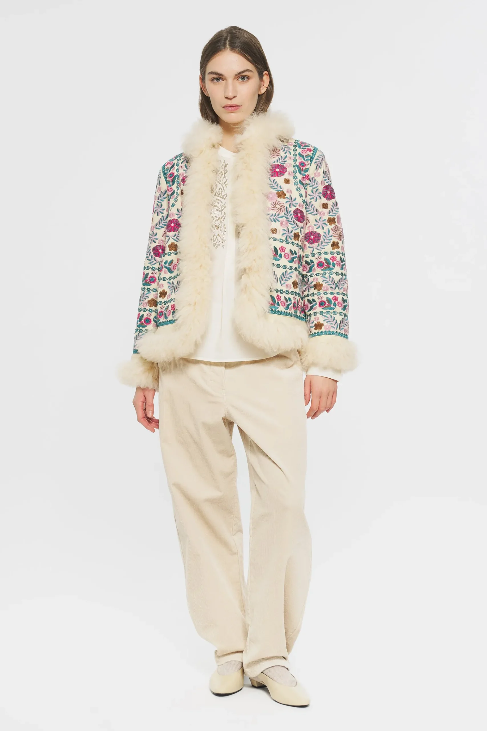 ANTIK BATIK Huguet Embroidered jacket Cream Cheap