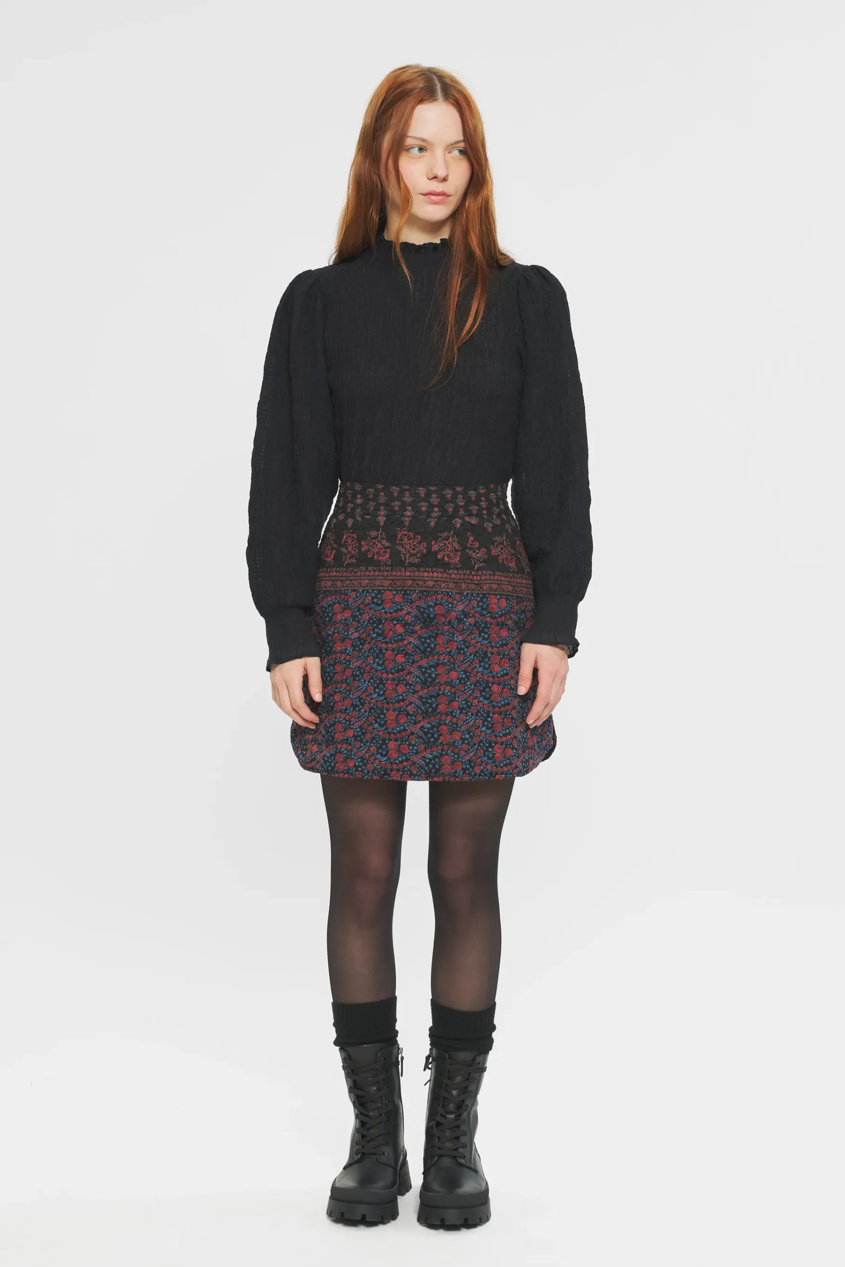 ANTIK BATIK Irina Print skirt Black Outlet