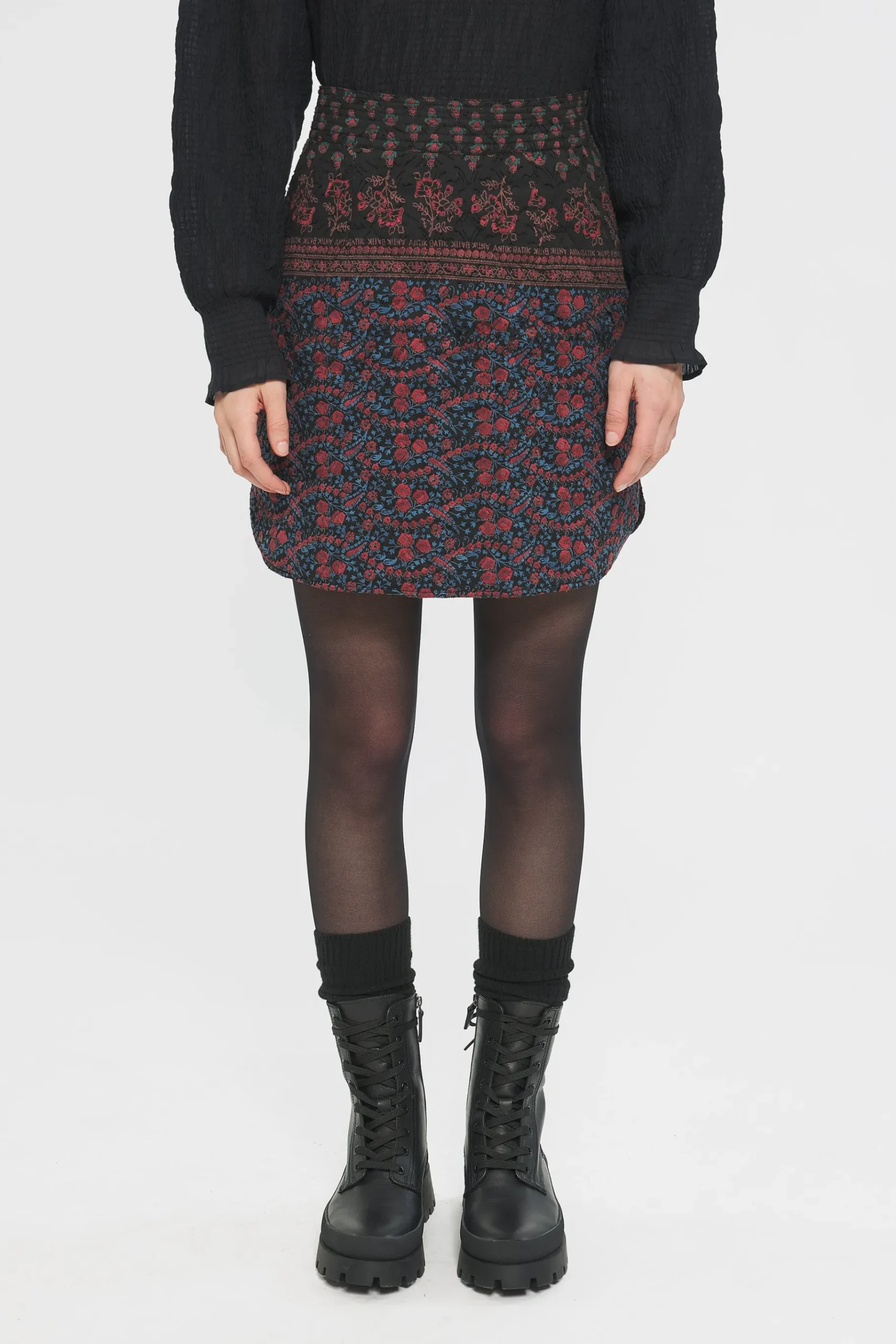 ANTIK BATIK Irina Print skirt Black Outlet