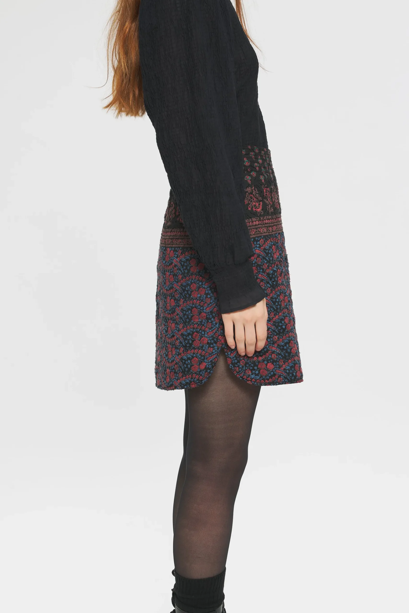 ANTIK BATIK Irina Print skirt Black Outlet