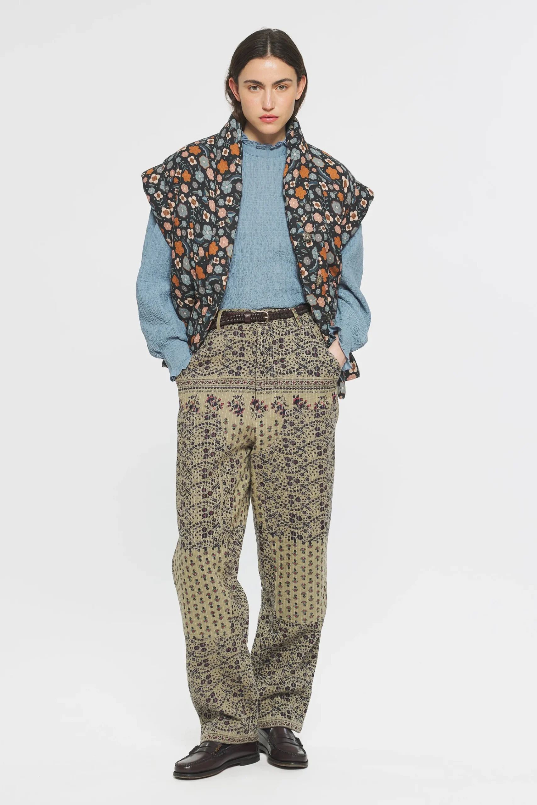 ANTIK BATIK Irina Print trousers Green Flash Sale