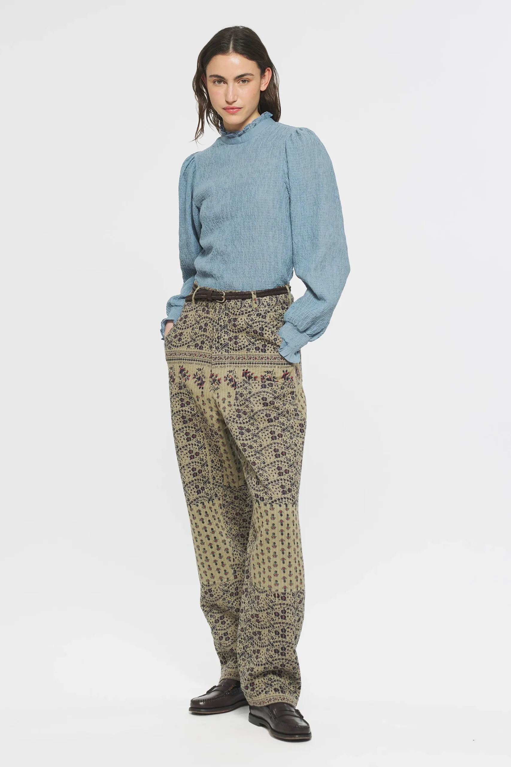 ANTIK BATIK Irina Print trousers Green Flash Sale