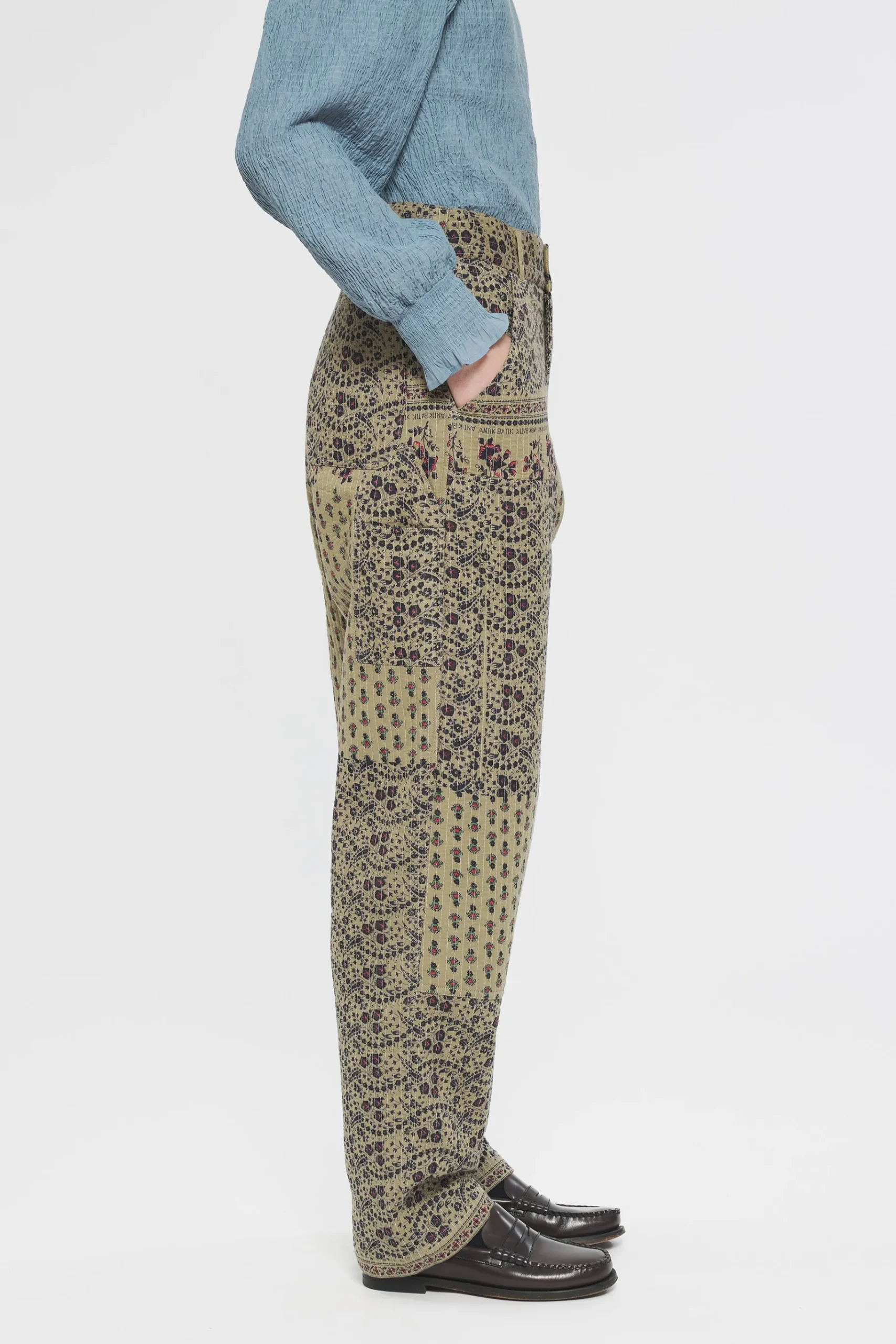 ANTIK BATIK Irina Print trousers Green Flash Sale