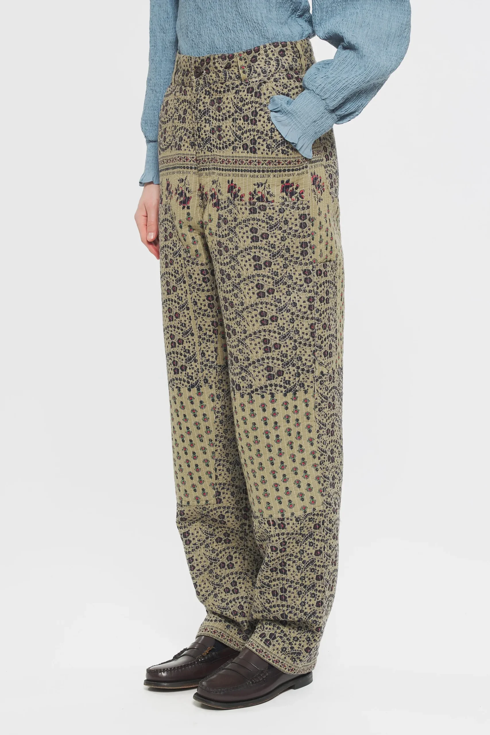 ANTIK BATIK Irina Print trousers Green Flash Sale