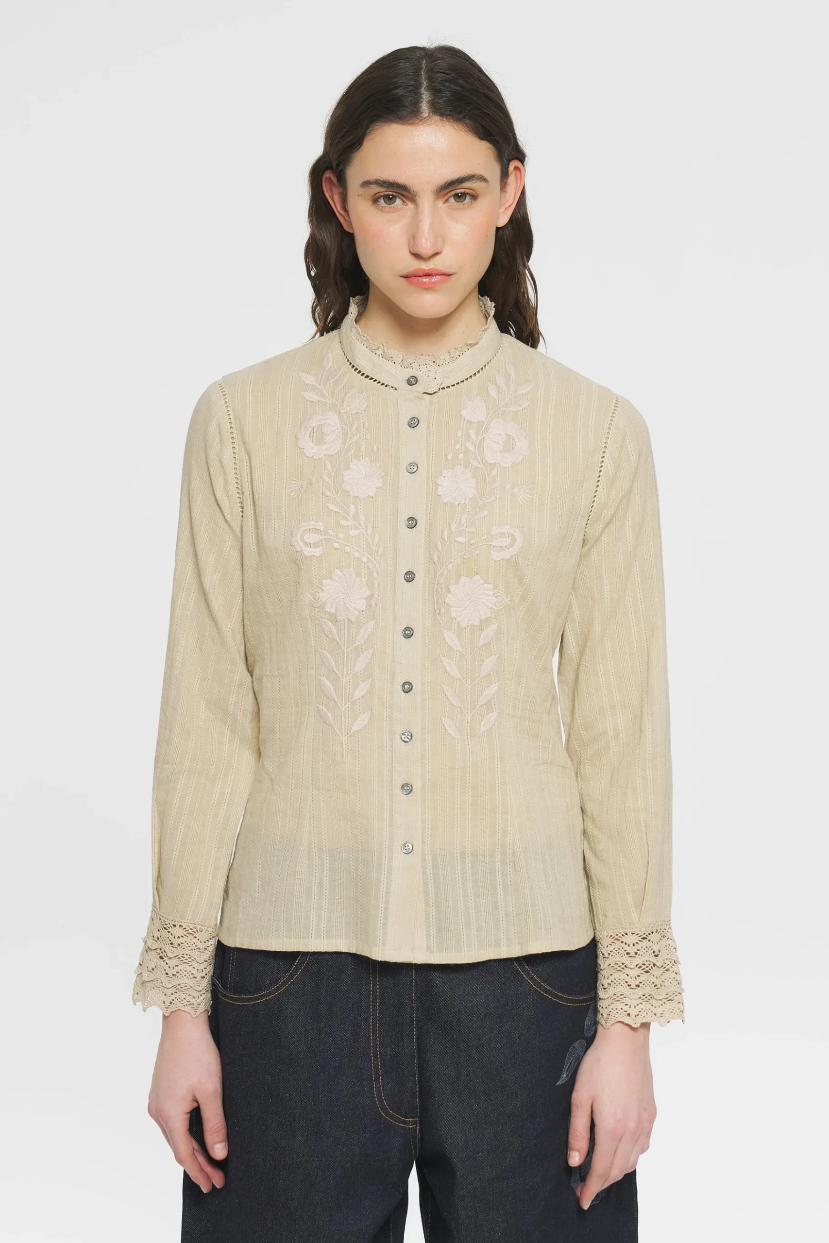 ANTIK BATIK Kiss Embroidered blouse Cream Sale