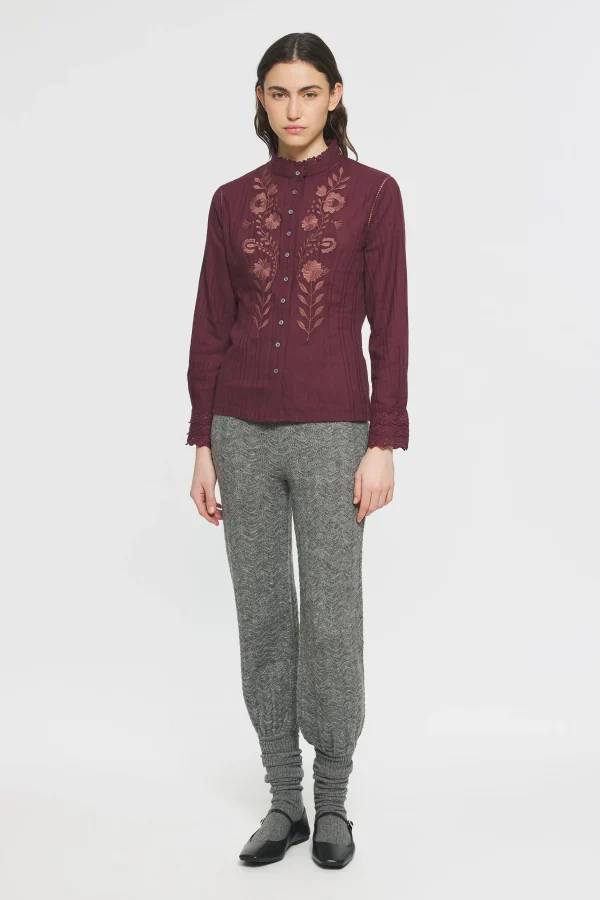 ANTIK BATIK Kiss Embroide blouse Red Outlet