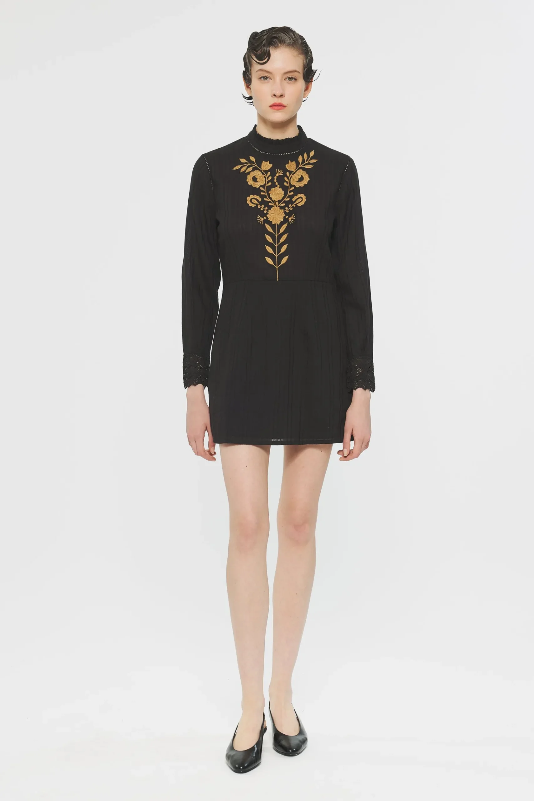 ANTIK BATIK Kiss Embroidered mini dress Black Store