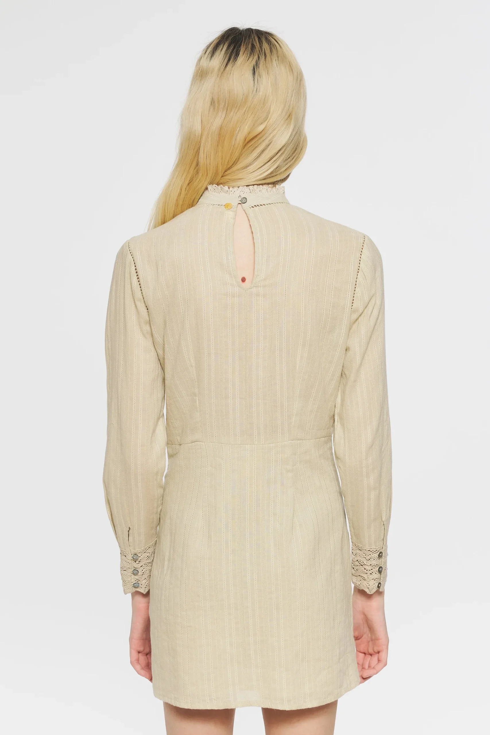 ANTIK BATIK Kiss Embroidered mini dress Cream Best Sale
