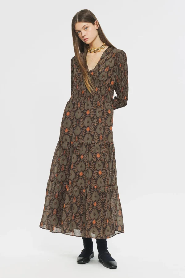 ANTIK BATIK Mani Print maxi dress Green Flash Sale