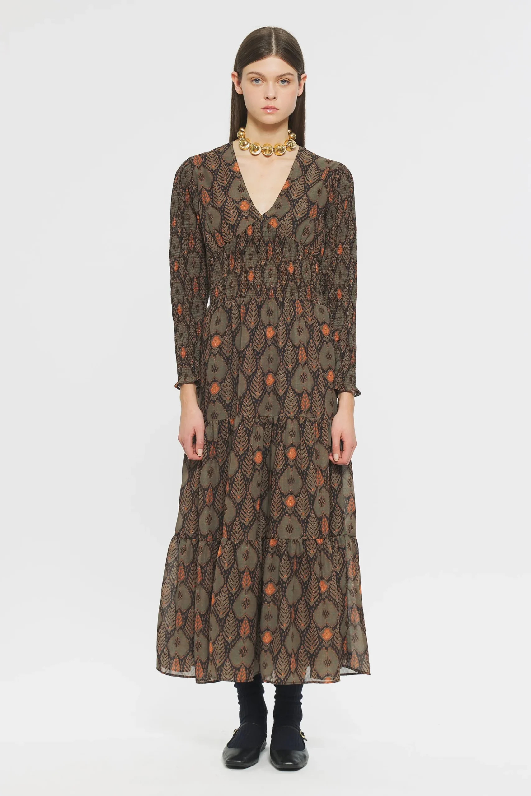 ANTIK BATIK Mani Print maxi dress Green Flash Sale