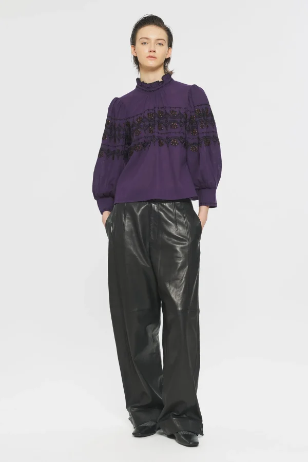 ANTIK BATIK Nelly Embroidered blouse Purple Outlet