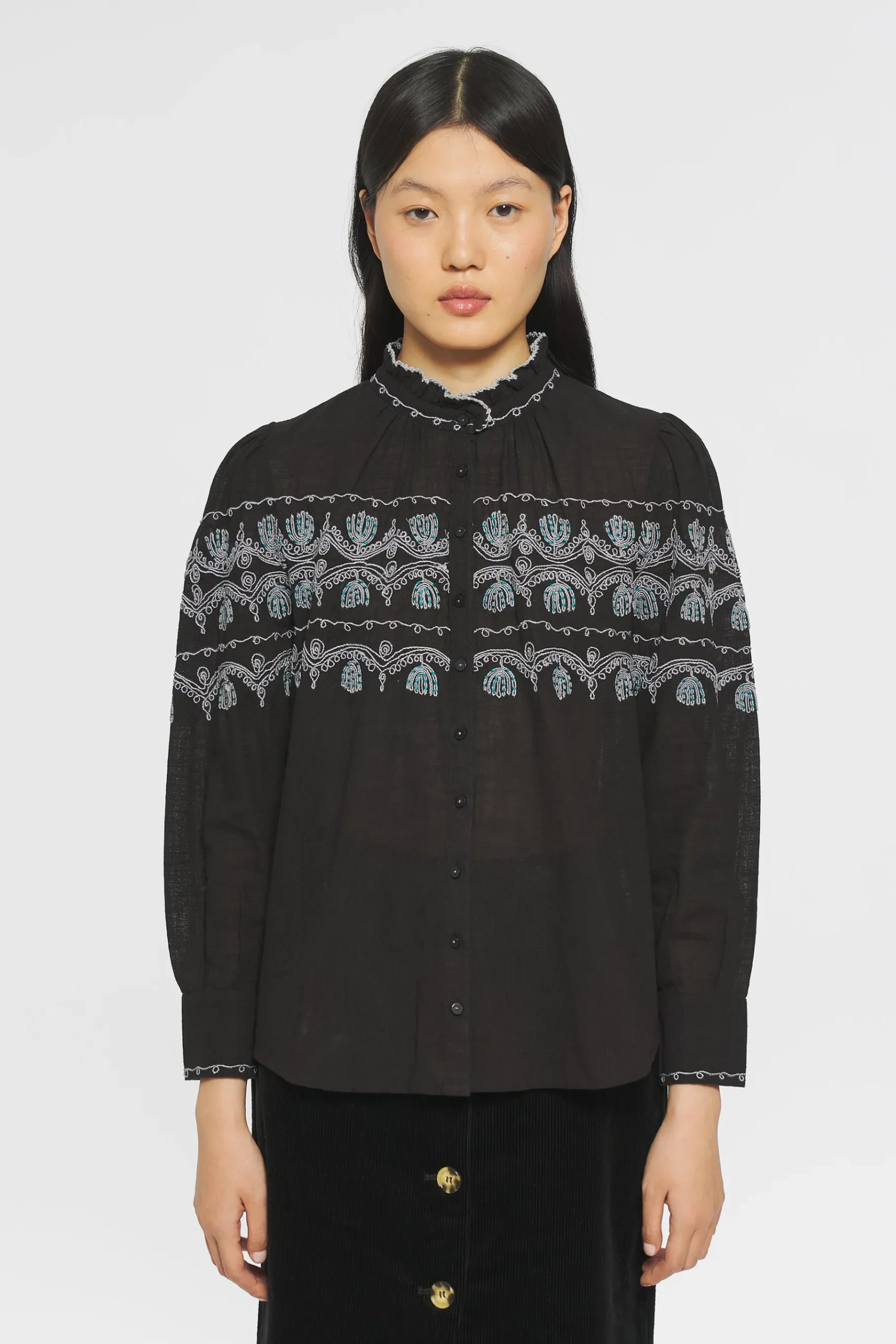 ANTIK BATIK Nelly Embroidered blouse Black Discount