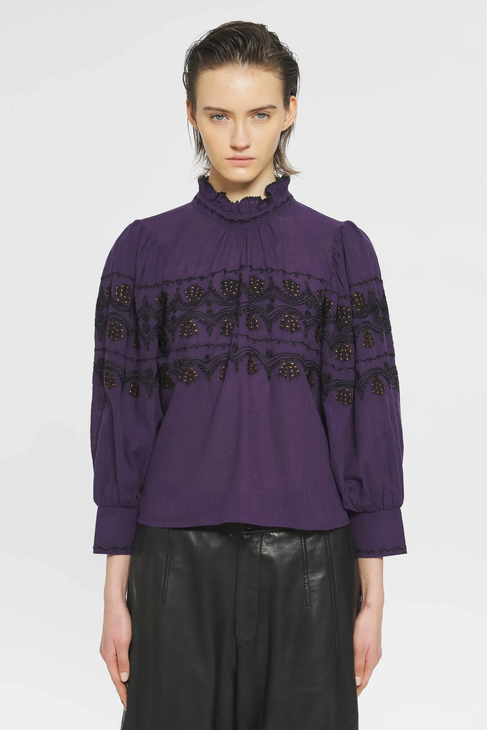 ANTIK BATIK Nelly Embroidered blouse Purple Outlet
