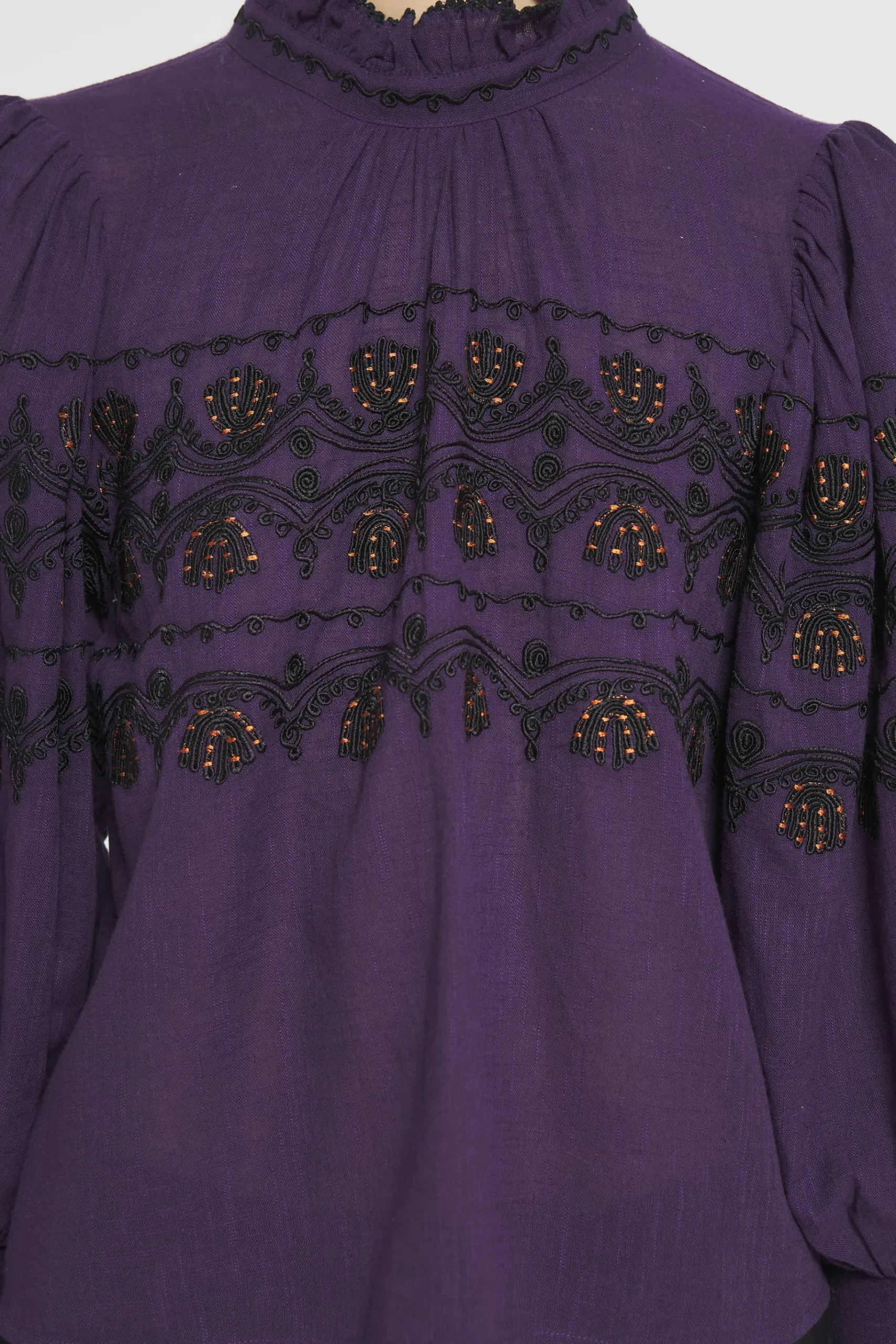 ANTIK BATIK Nelly Embroidered blouse Purple Outlet