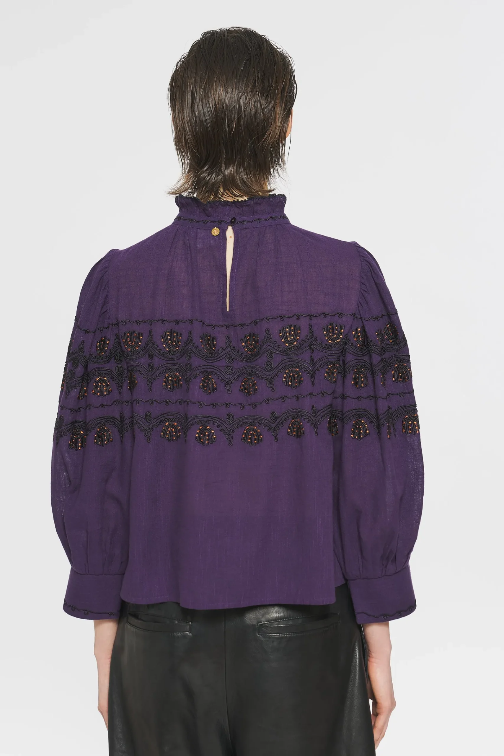 ANTIK BATIK Nelly Embroidered blouse Purple Outlet