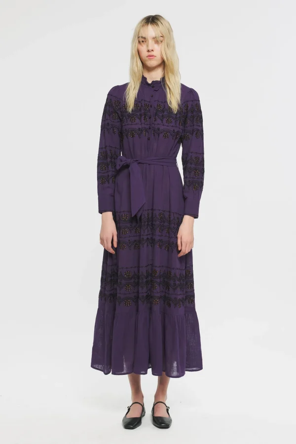 ANTIK BATIK Nelly Embroidered maxi dress Purple Cheap