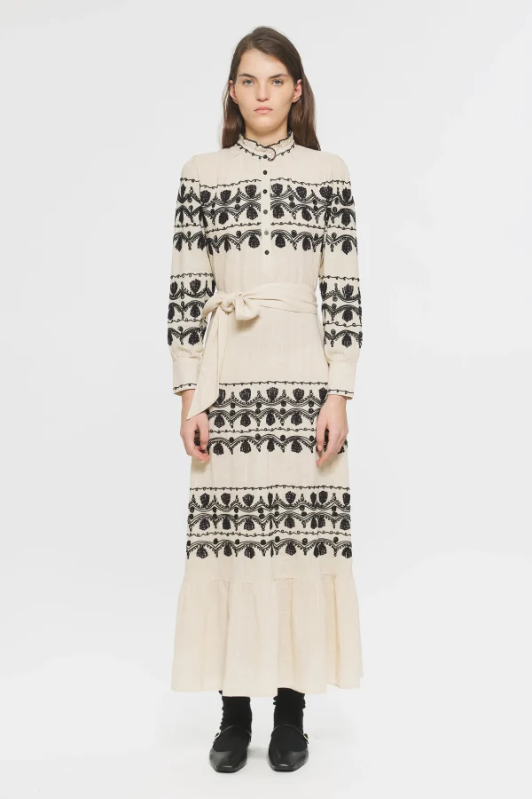 ANTIK BATIK Nelly Embroidered maxi dress Cream New
