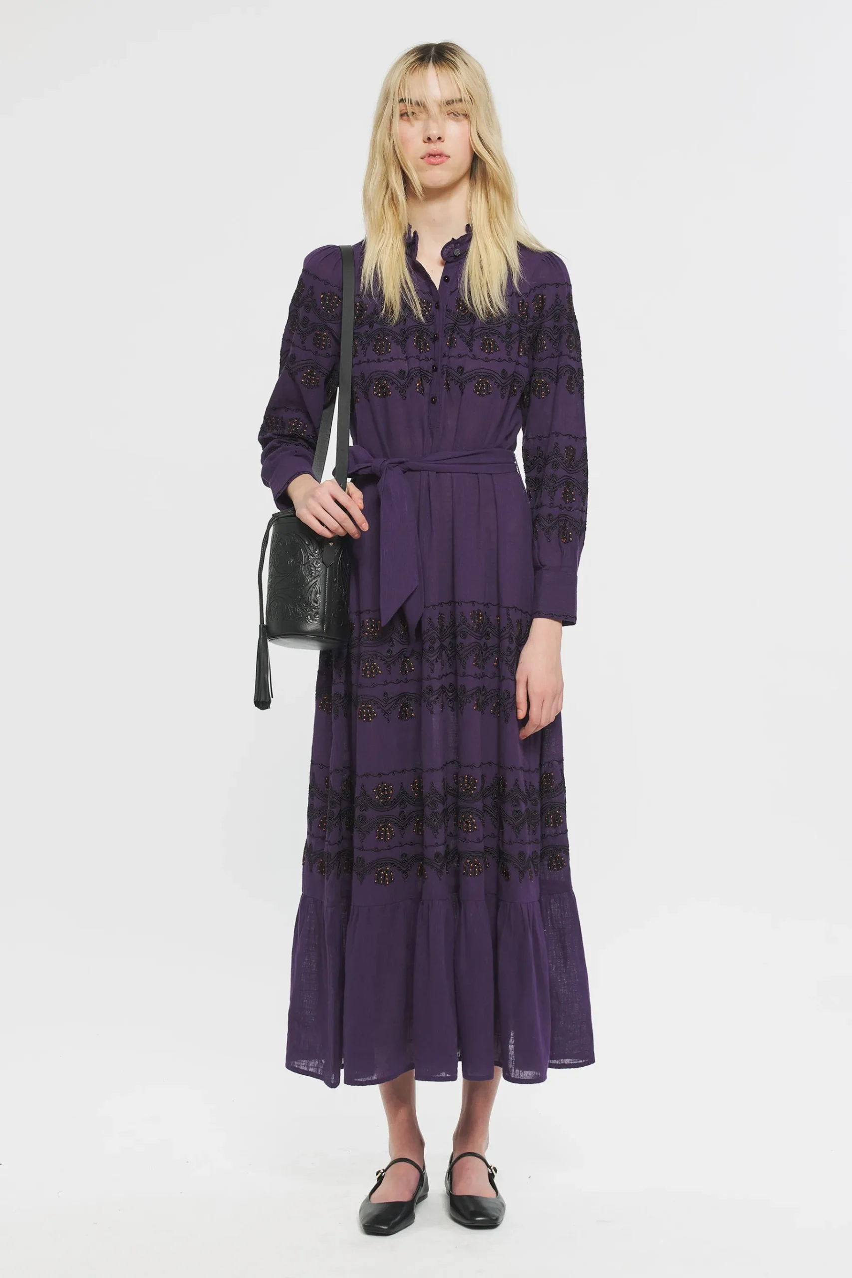 ANTIK BATIK Nelly Embroidered maxi dress Purple Cheap