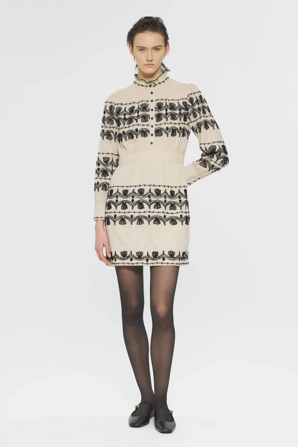 ANTIK BATIK Nelly Embroidered mini dress Cream Flash Sale