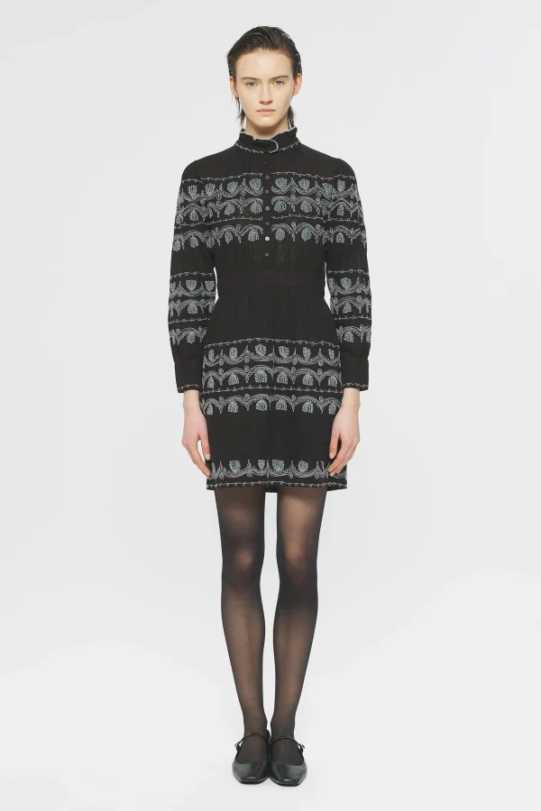 ANTIK BATIK Nelly Embroidered mini dress Black Cheap