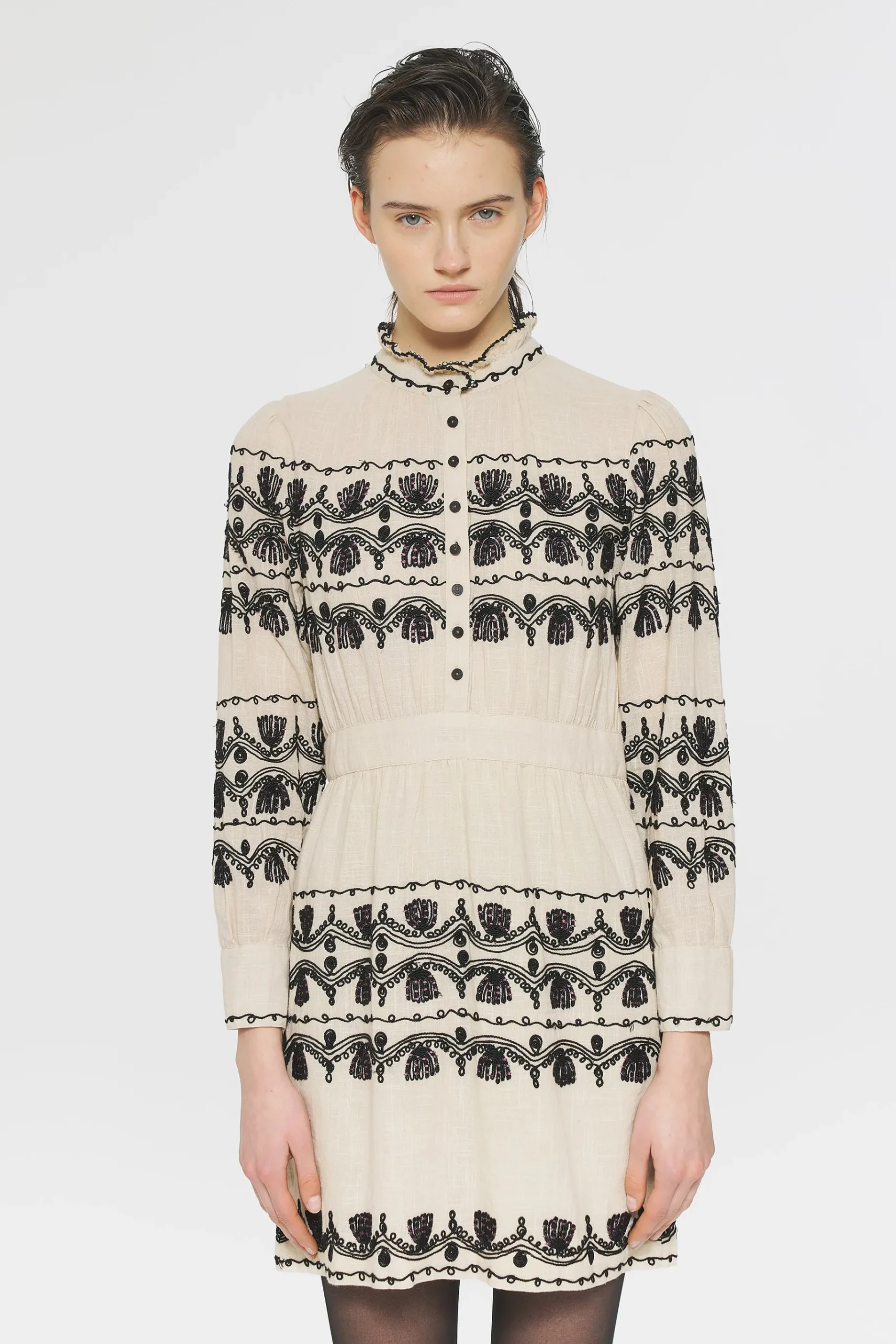 ANTIK BATIK Nelly Embroidered mini dress Cream Flash Sale