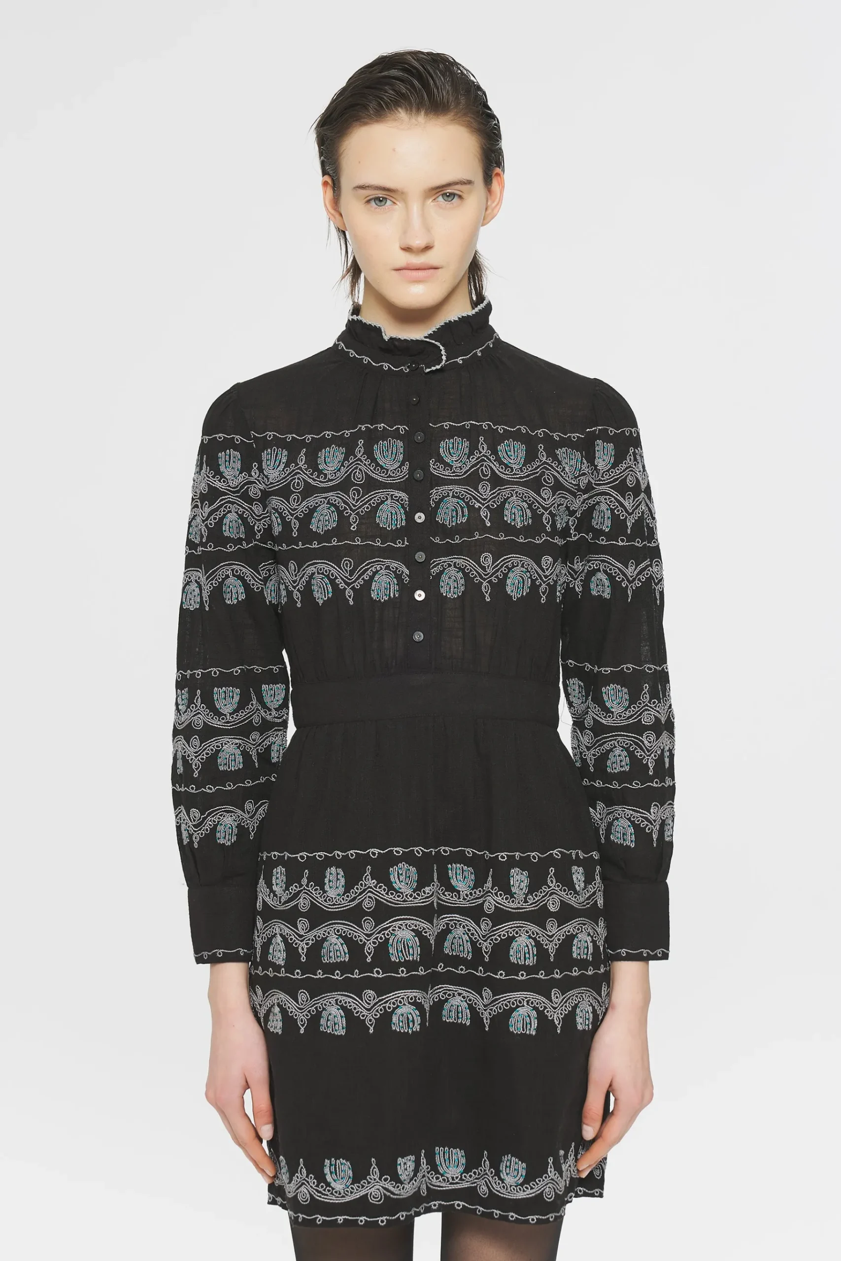 ANTIK BATIK Nelly Embroidered mini dress Black Cheap