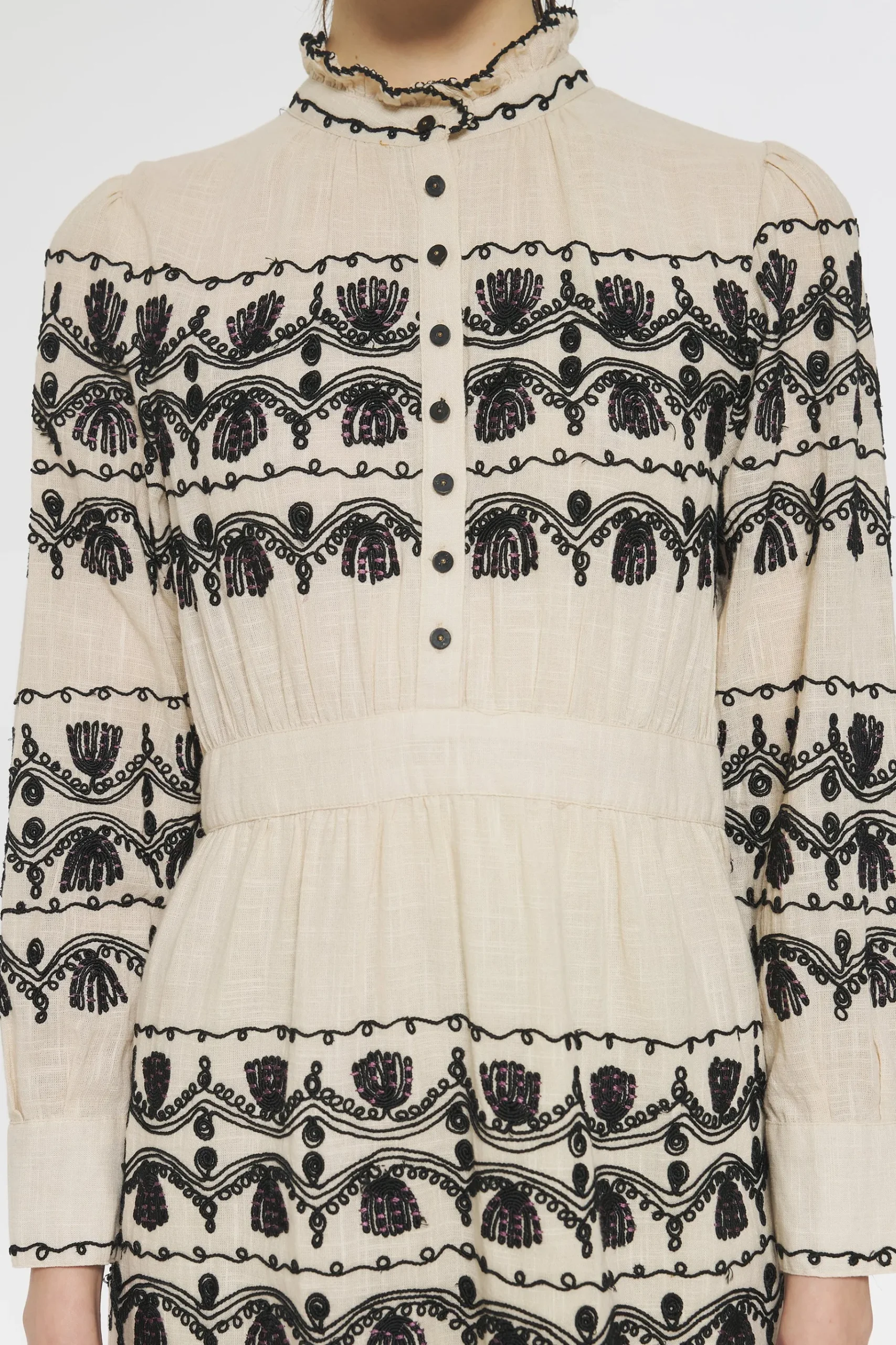 ANTIK BATIK Nelly Embroidered mini dress Cream Flash Sale