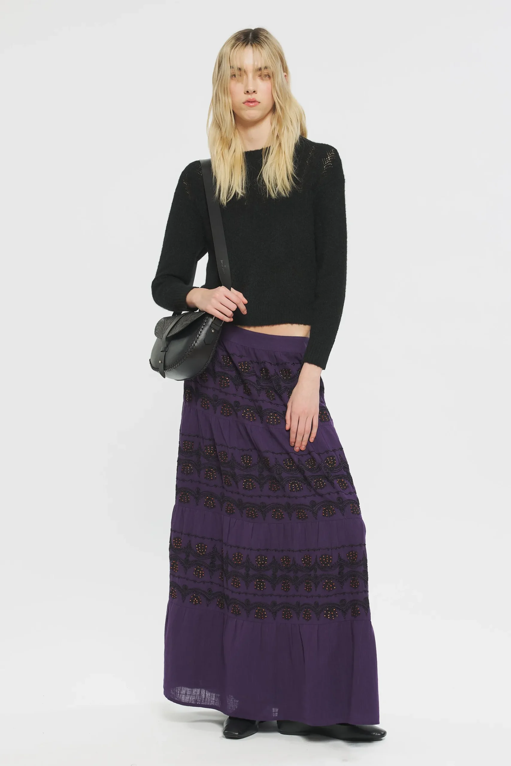 ANTIK BATIK Nelly Embroidered skirt Purple Online