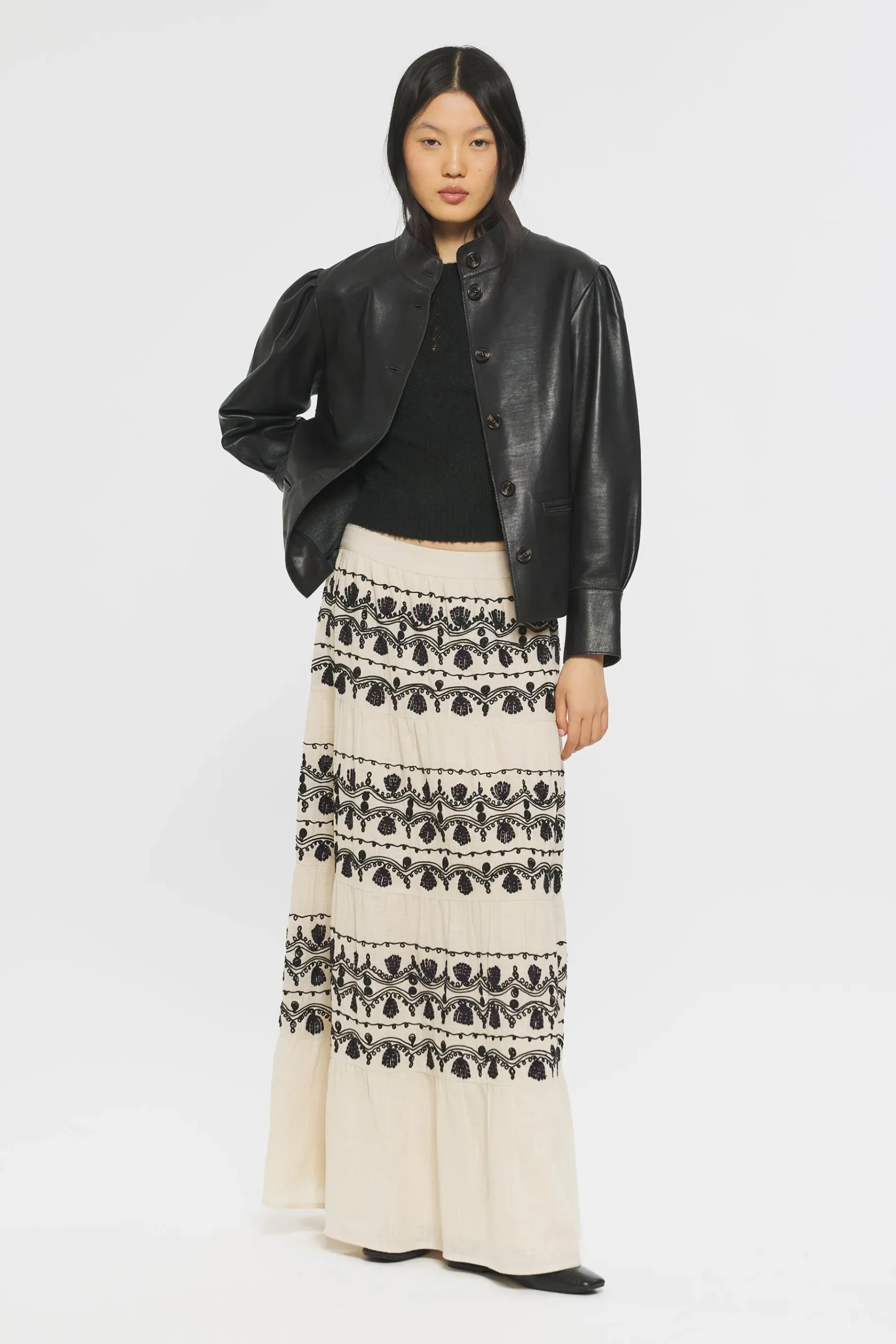 ANTIK BATIK Nelly Embroidered skirt Cream Sale