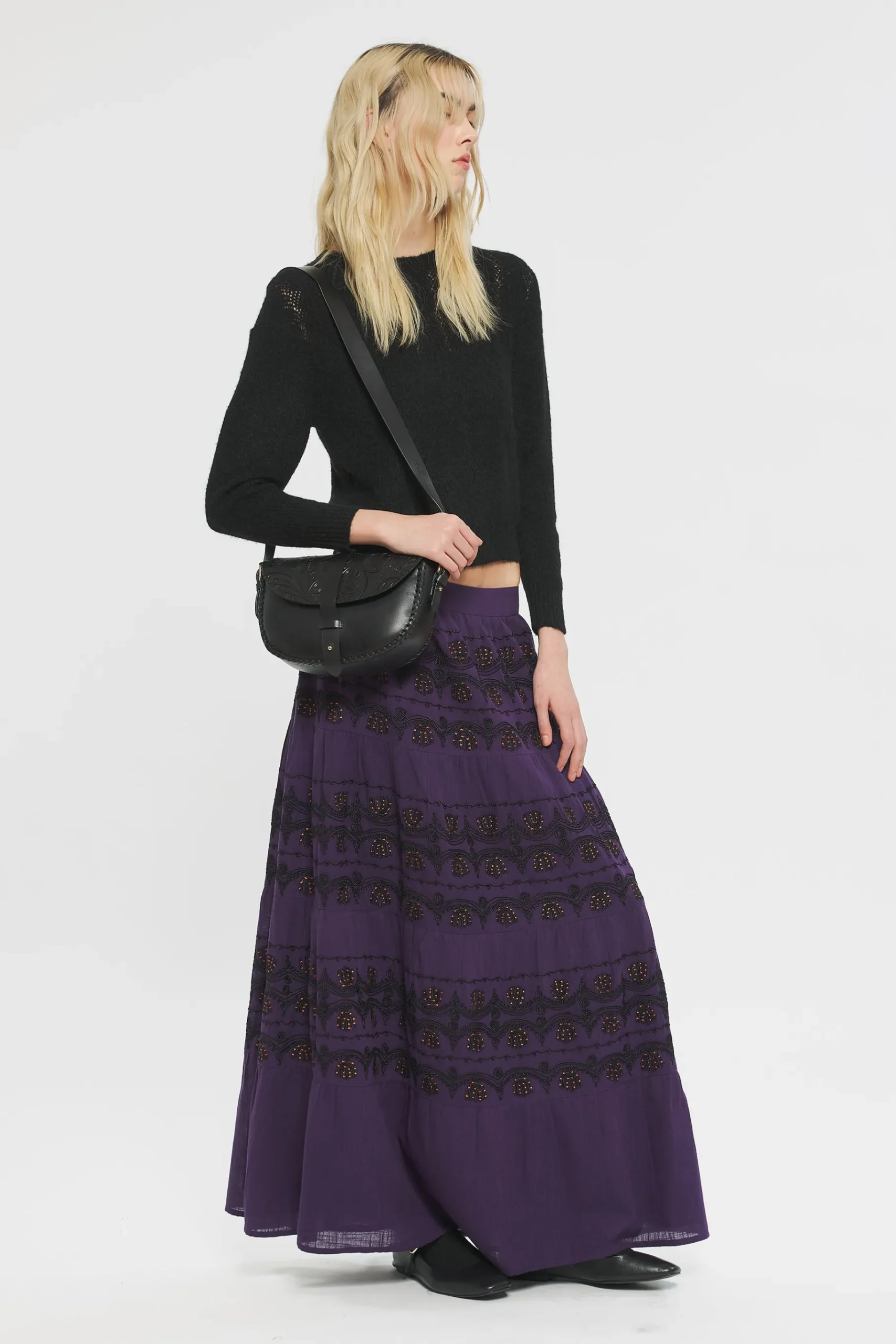 ANTIK BATIK Nelly Embroidered skirt Purple Online