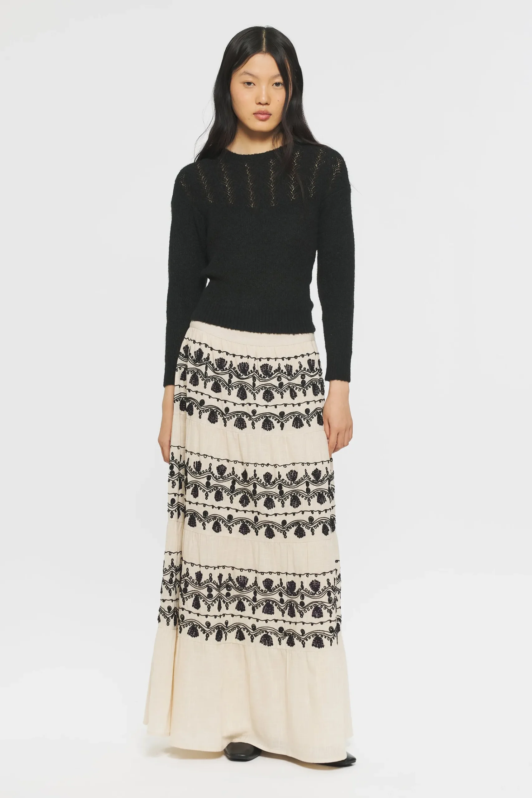 ANTIK BATIK Nelly Embroidered skirt Cream Sale