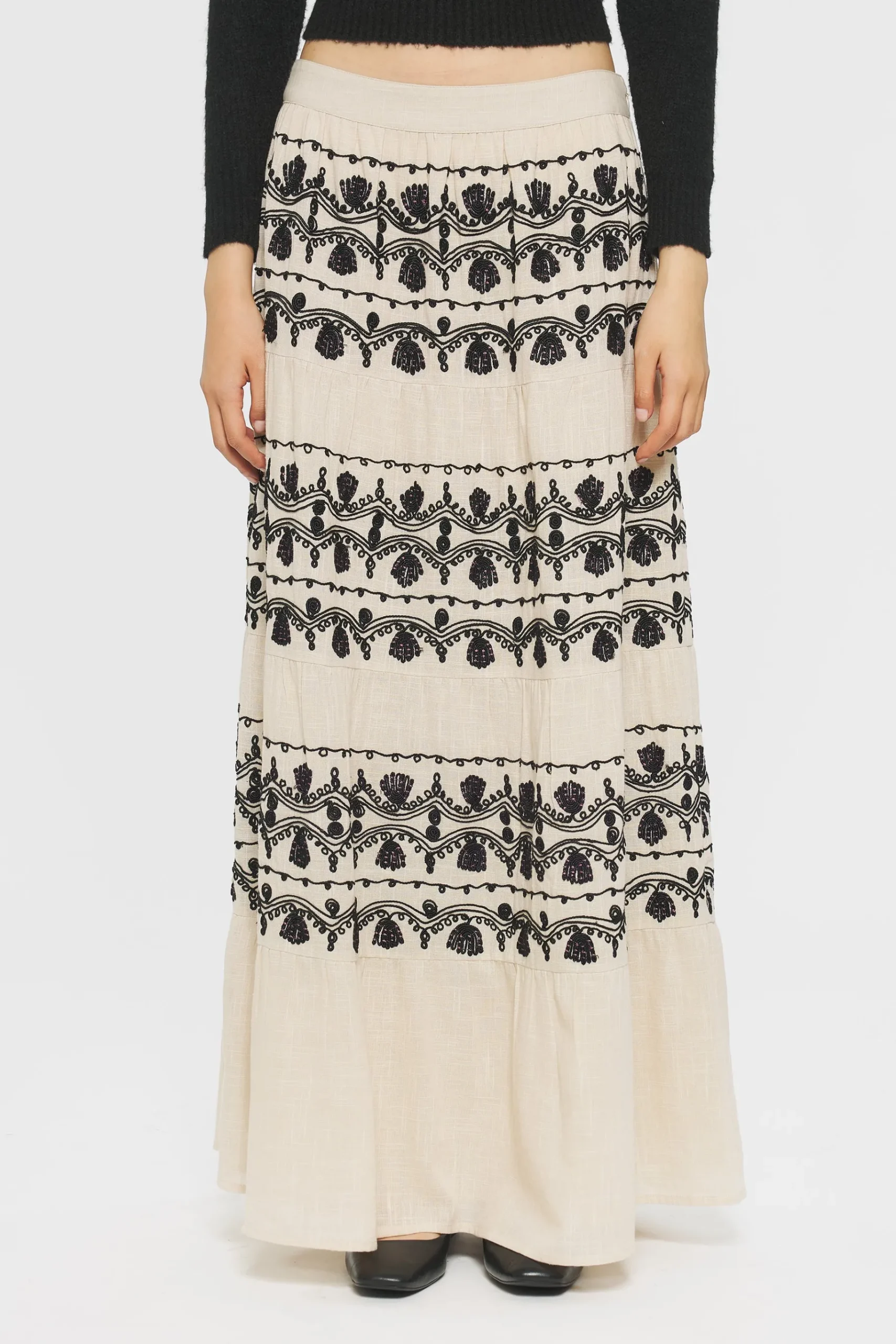 ANTIK BATIK Nelly Embroidered skirt Cream Sale