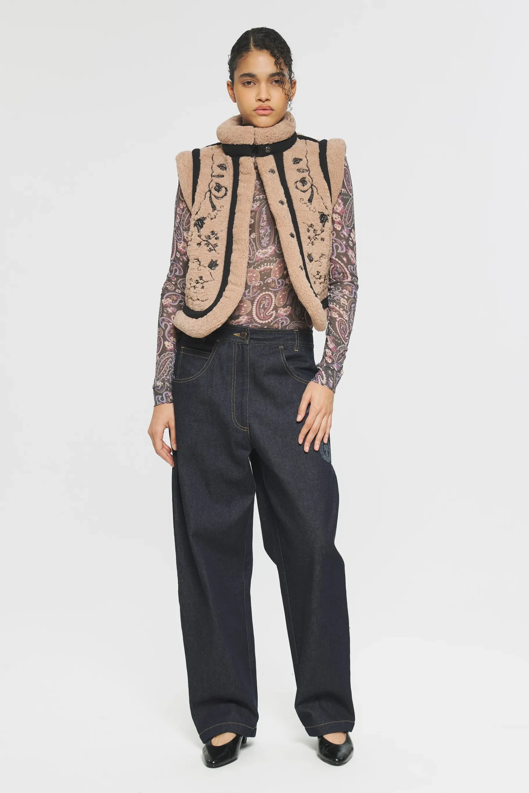 ANTIK BATIK Saliba Embroidered gilet Pink Clearance