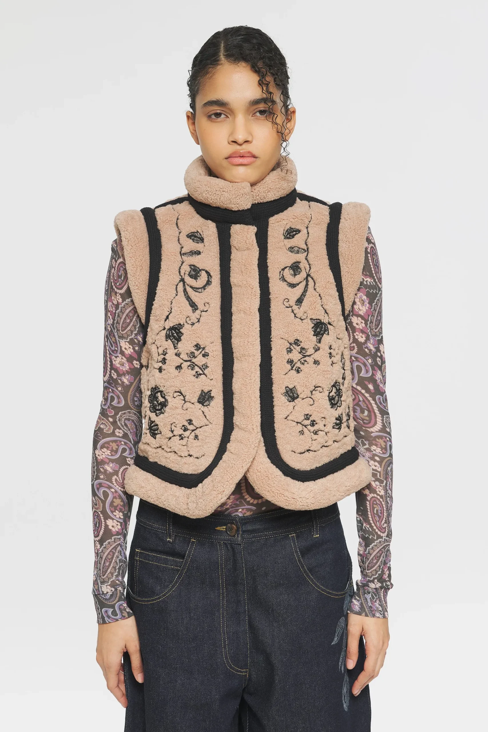 ANTIK BATIK Saliba Embroidered gilet Pink Clearance