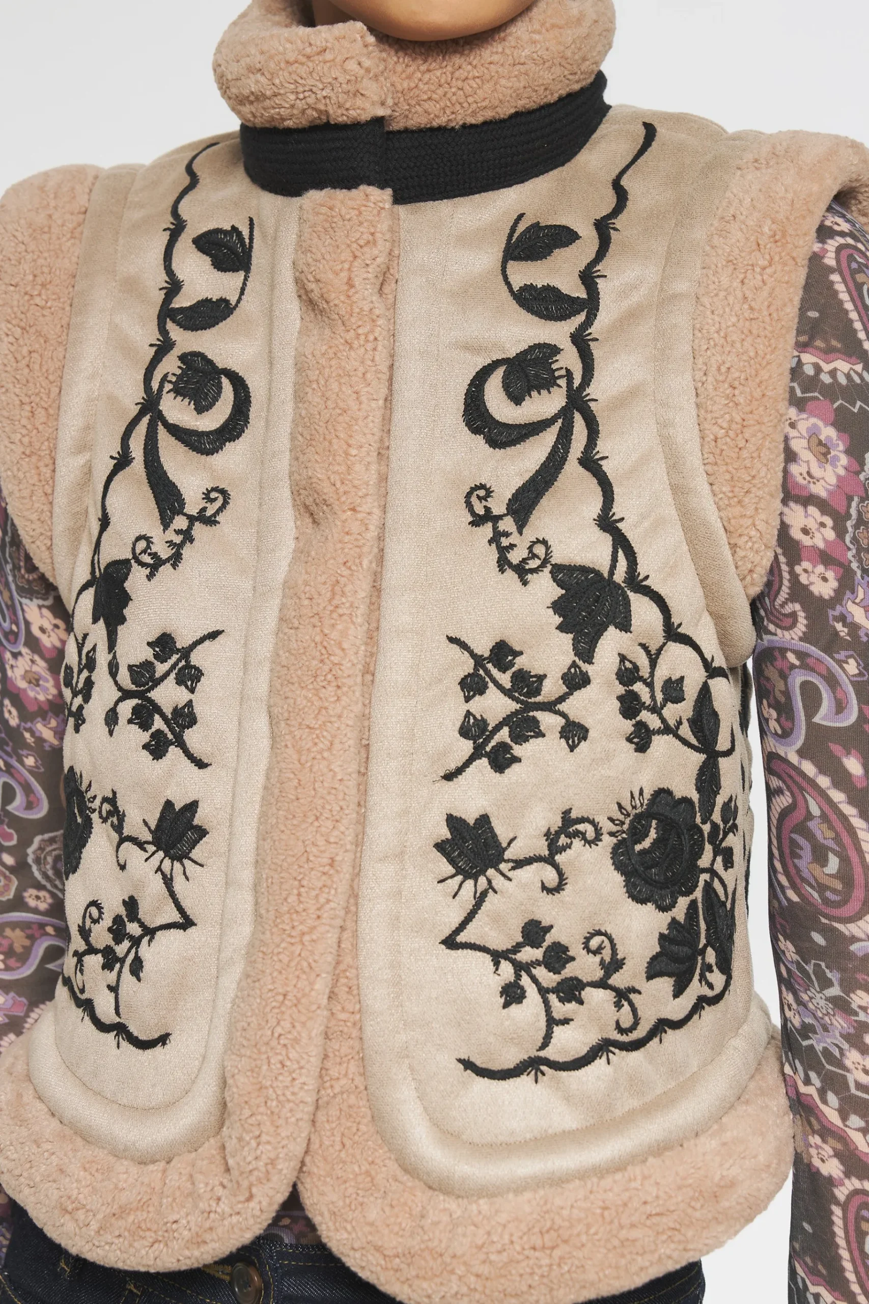 ANTIK BATIK Saliba Embroidered gilet Pink Clearance