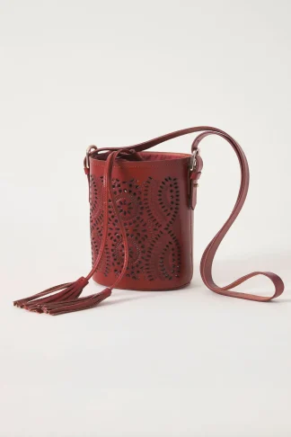 ANTIK BATIK Small lace-style openwork leather bucket bag Galy Discount