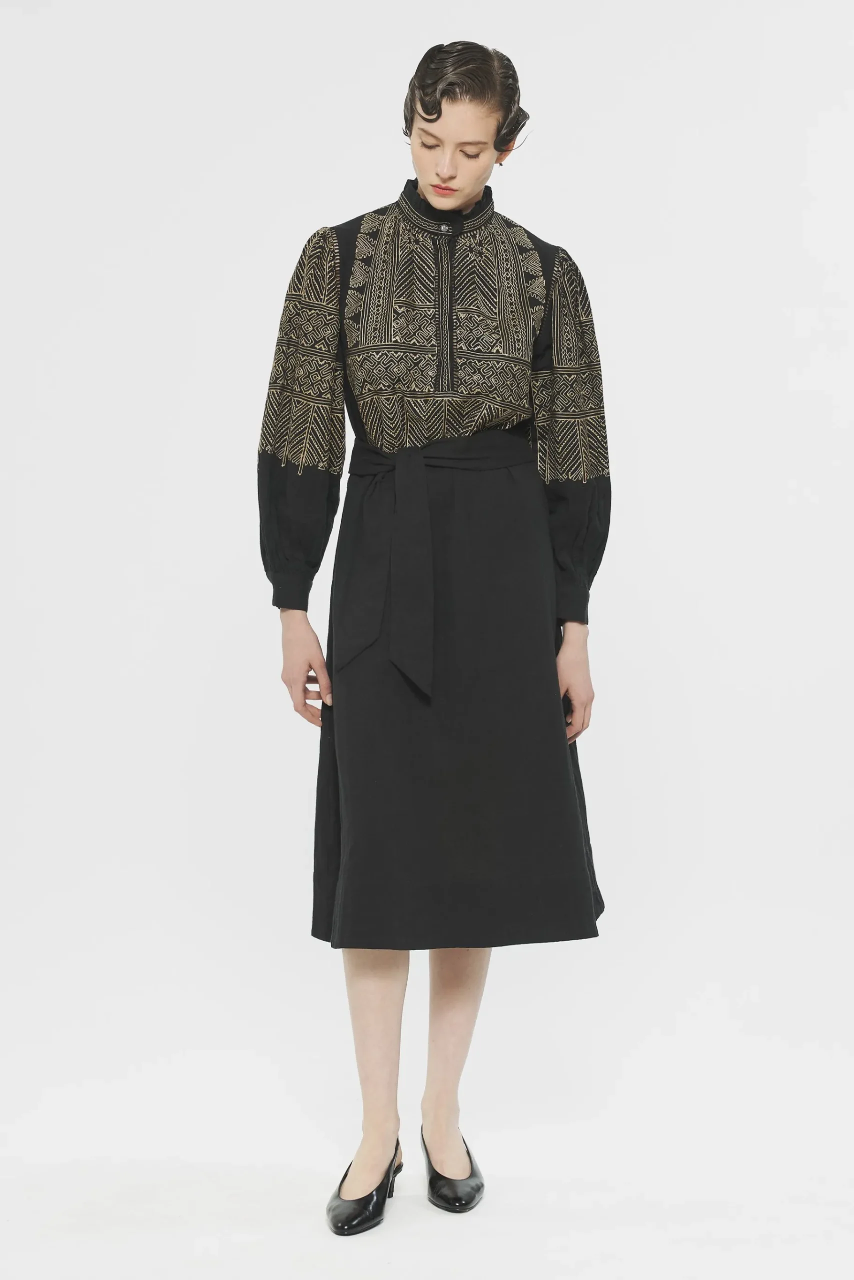 ANTIK BATIK Svetlana Embroidered Dress Black New