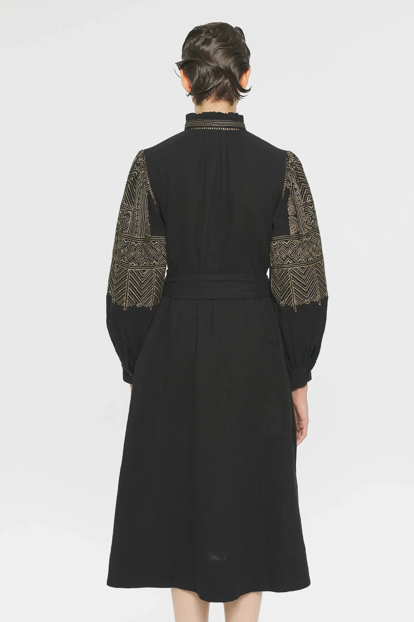 ANTIK BATIK Svetlana Embroidered Dress Black New