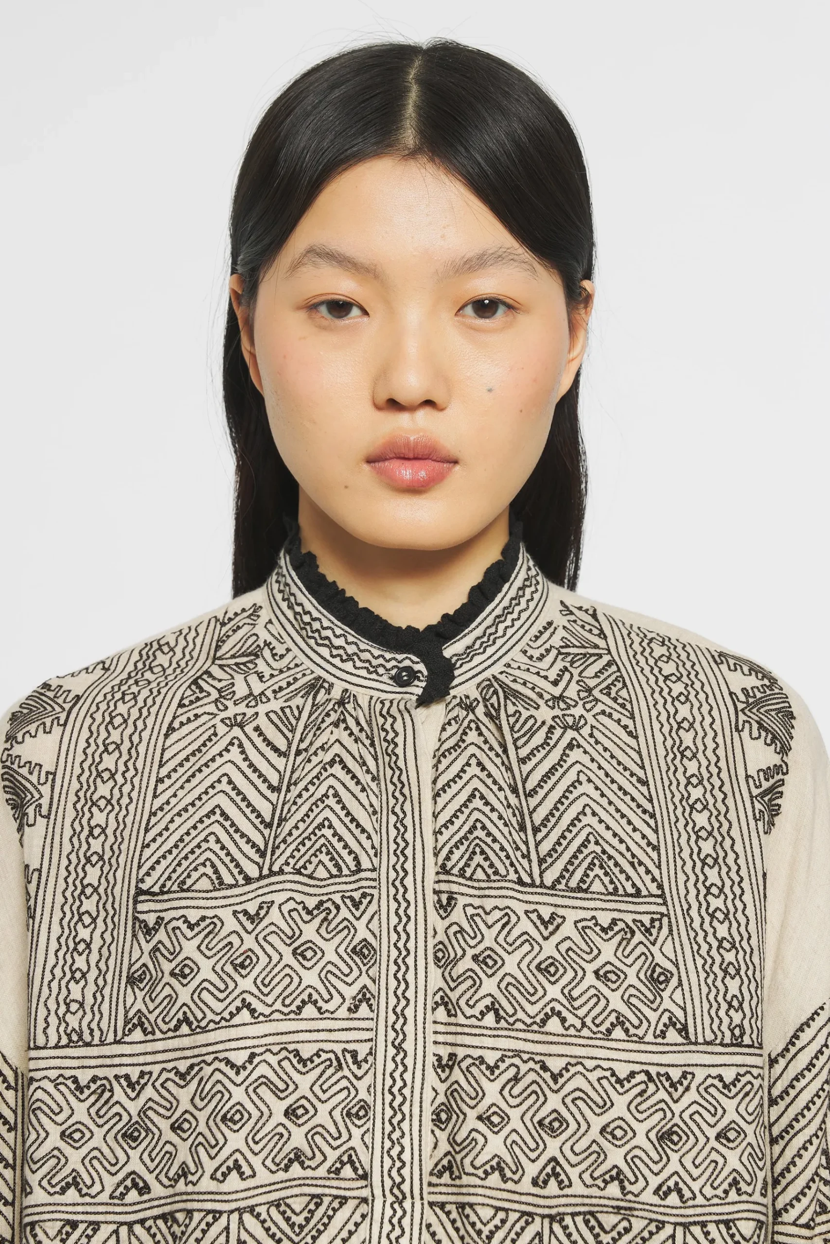 ANTIK BATIK Svetlana Embroidered Tunic Cream Discount