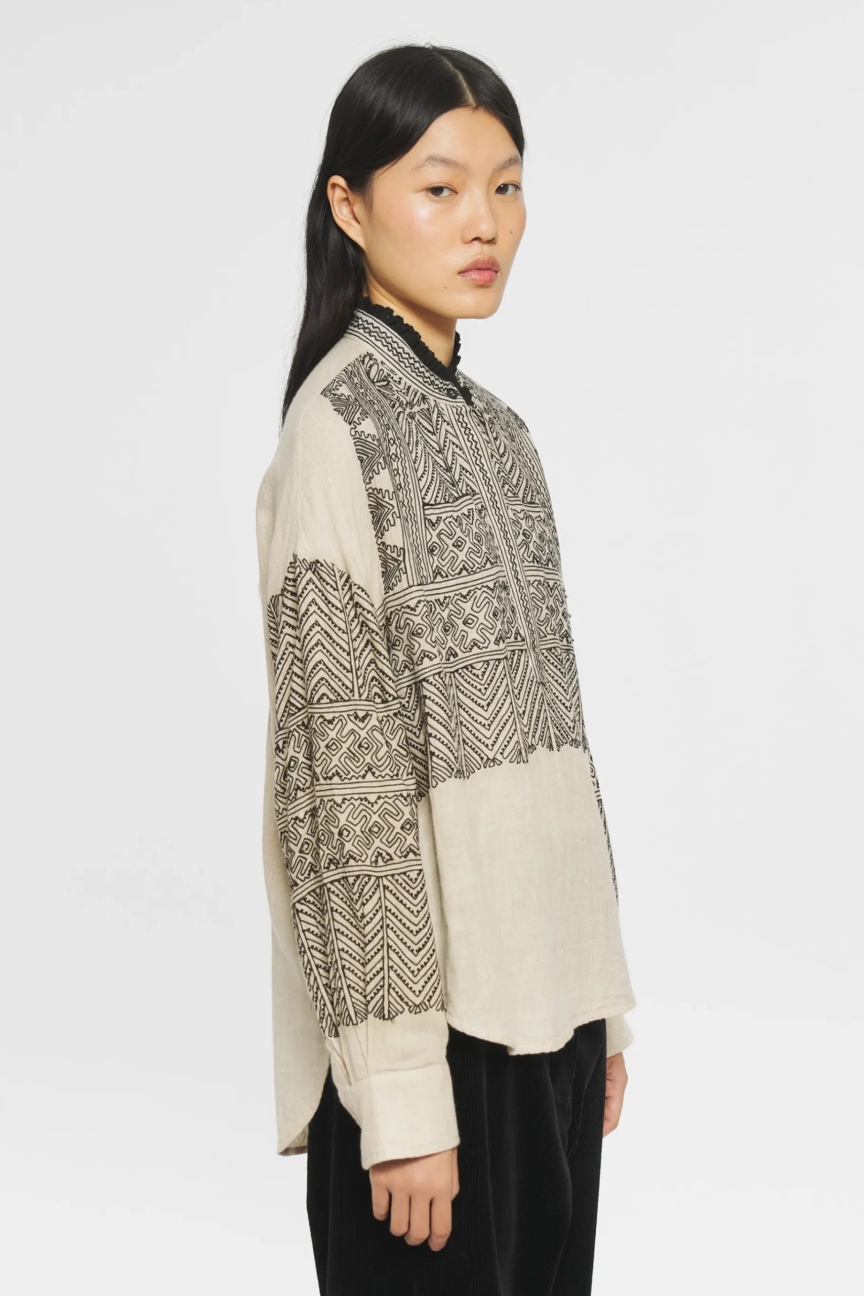 ANTIK BATIK Svetlana Embroidered Tunic Cream Discount